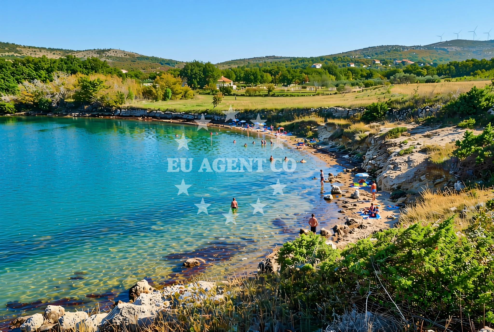 Shoreline and swimming area at Kozjak, Kruševo (Obrovac) Beach in Kozjak