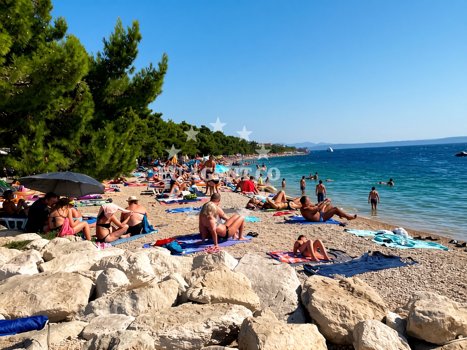 Sea and coastal view of Kraj beach in Kraj 93, Tučepi