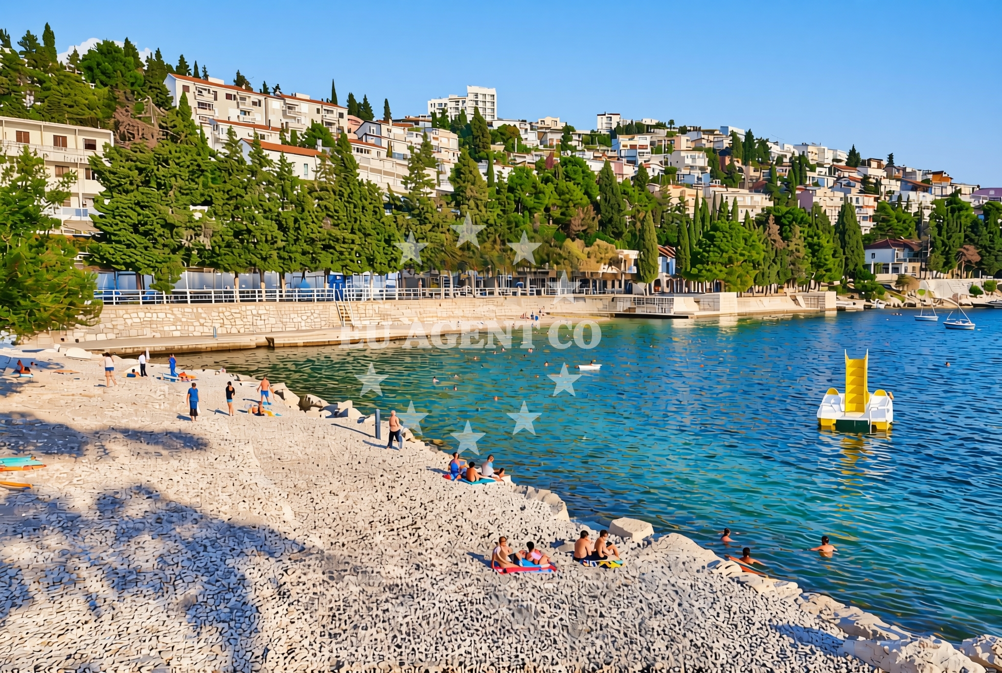 Beach facilities and surroundings at Kralj Tomislav, Neum Beach in Kralj Tomislav