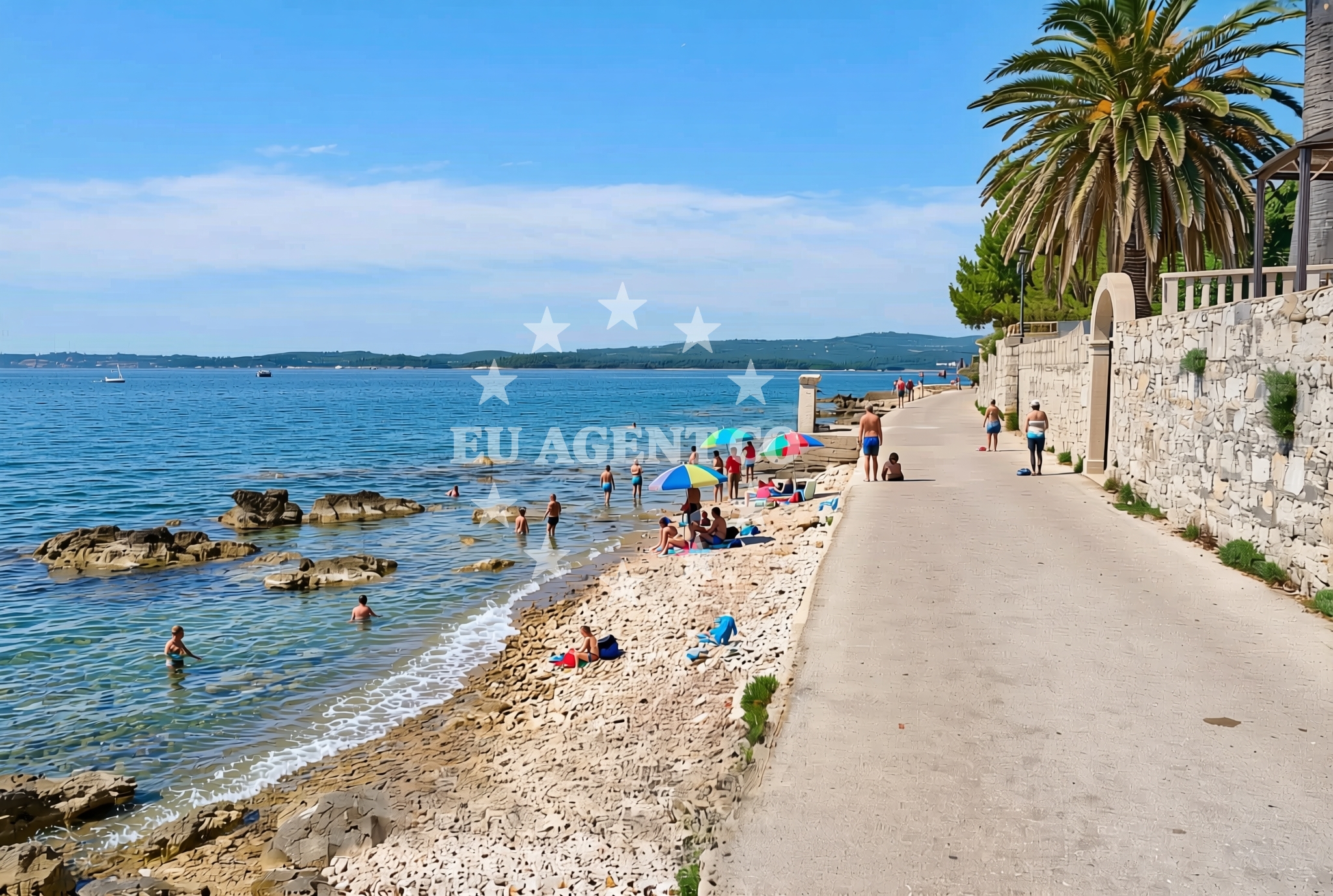 Sea and coastal view of Kralj Zvonimir istok, Orebić Beach in Kralj Zvonimir istok