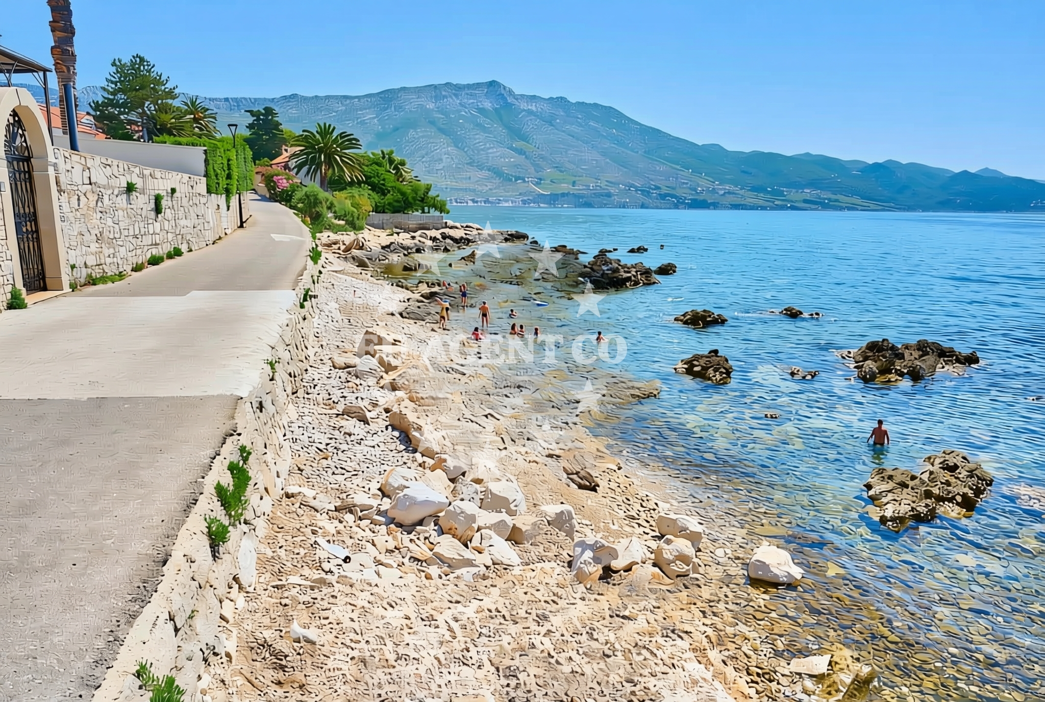 Beach facilities and surroundings at Kralj Zvonimir istok, Orebić Beach in Kralj Zvonimir istok