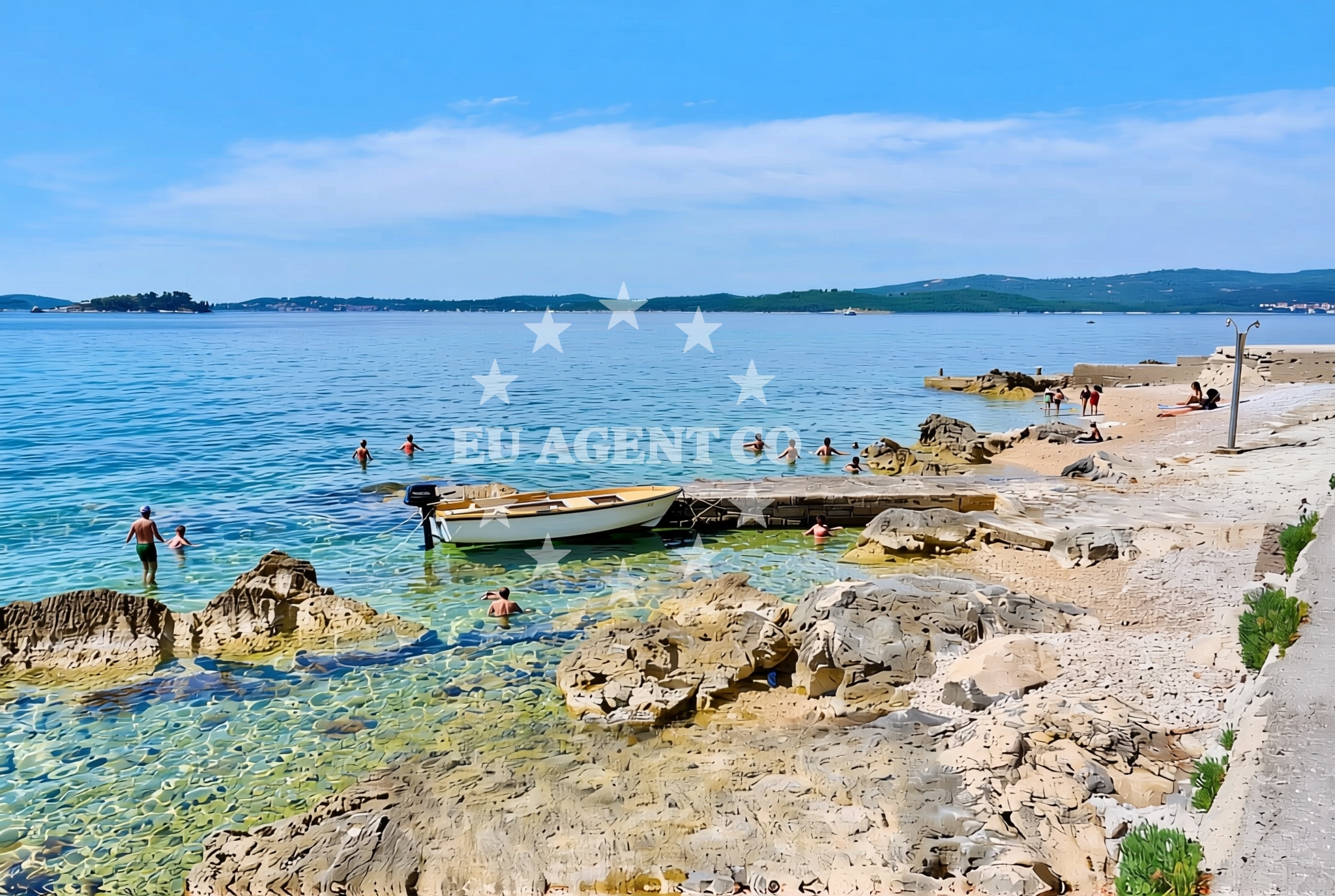 Shoreline and swimming area at Kralj Zvonimir zapad, Orebić Beach in Kralj Zvonimir zapad