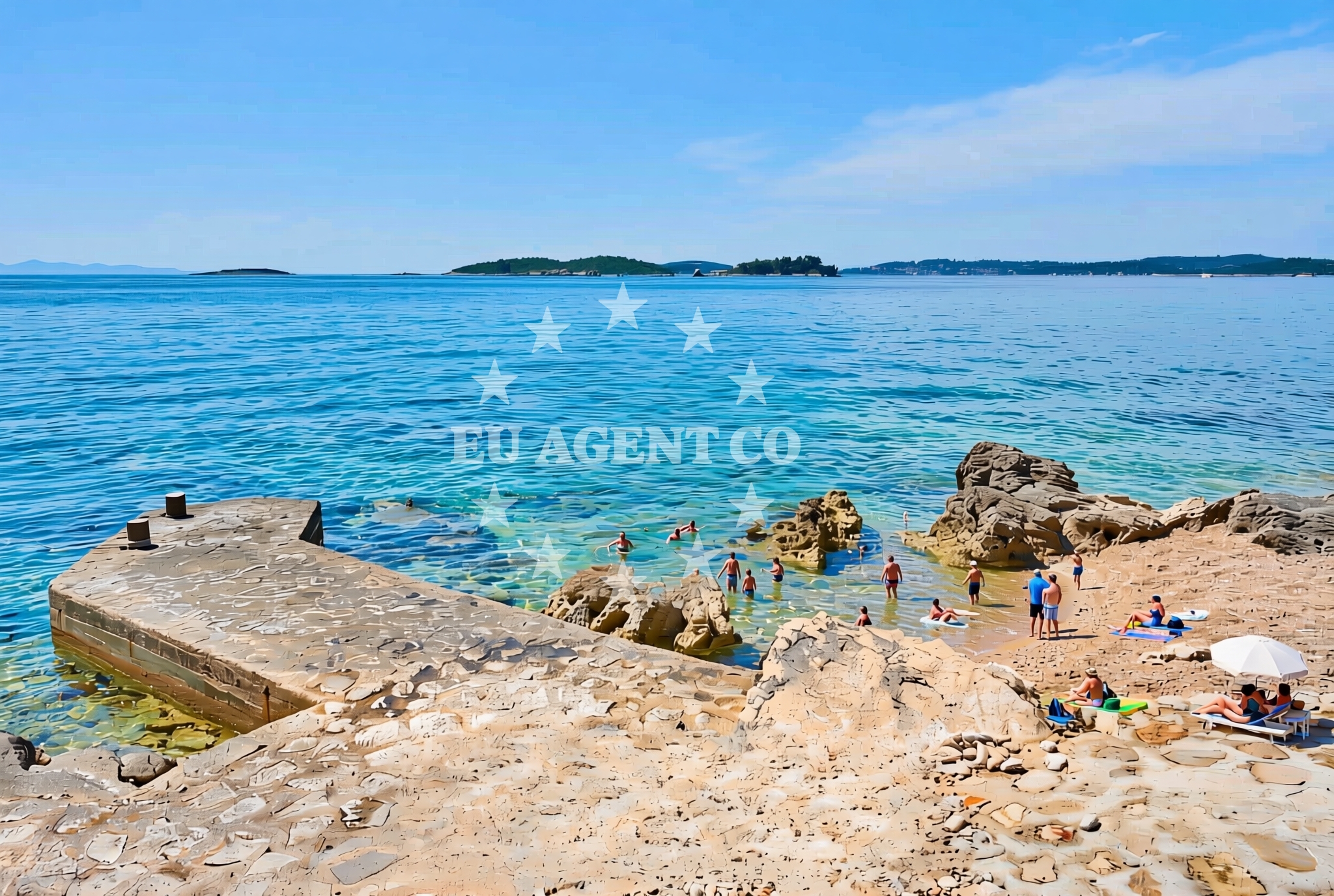 Sea and coastal view of Kralj Zvonimir zapad, Orebić Beach in Kralj Zvonimir zapad