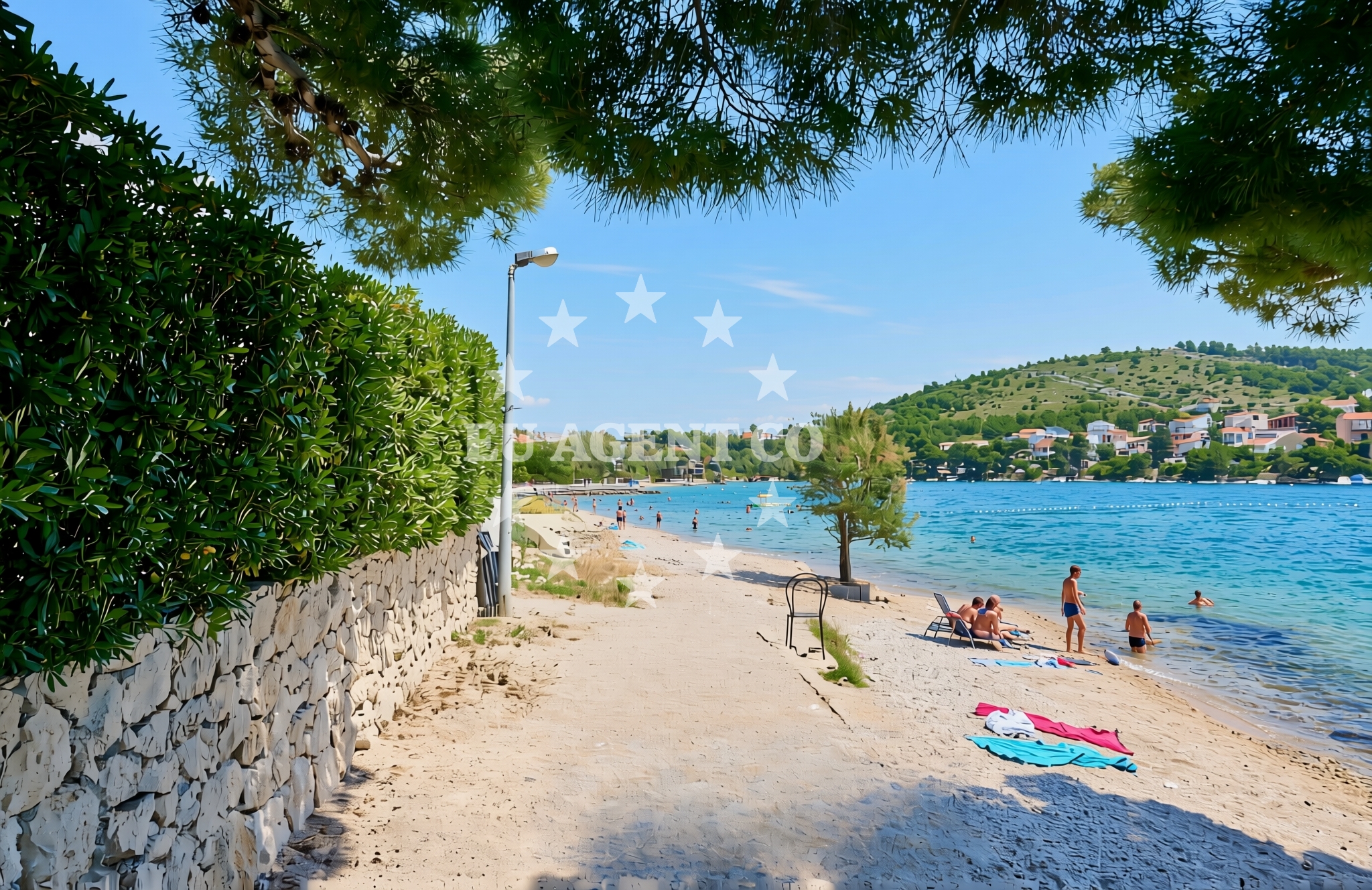 Shoreline and swimming area at Krapanj, Žaborić Beach in Krapanj