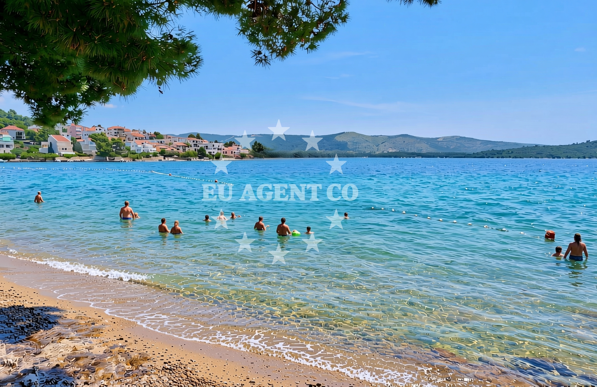 Sea and coastal view of Krapanj, Žaborić Beach in Krapanj