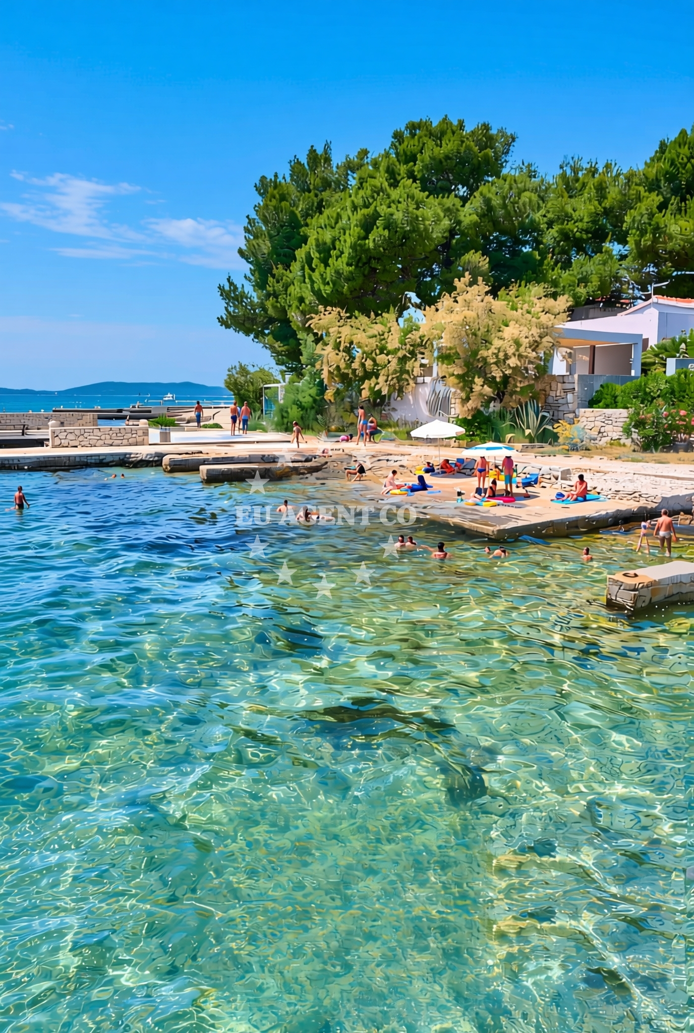 Beach facilities and surroundings at Krapanj, Žaborić Beach in Krapanj