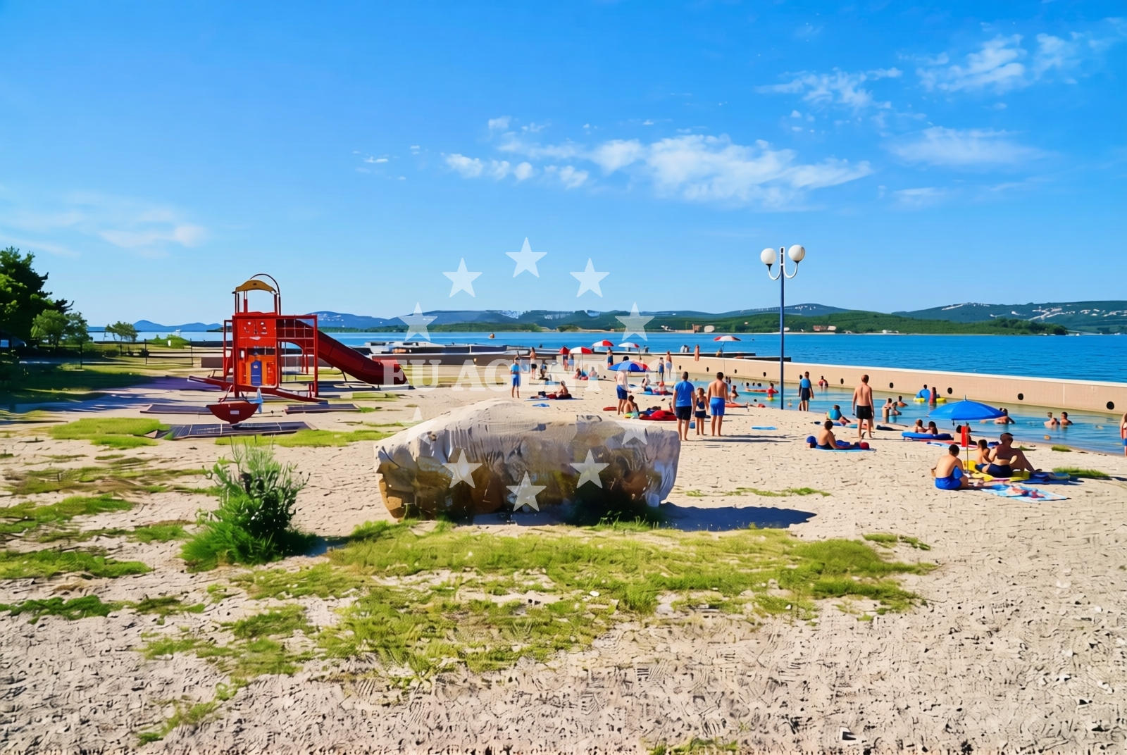 Sea and coastal view of Krča, Turanj Beach in Krča