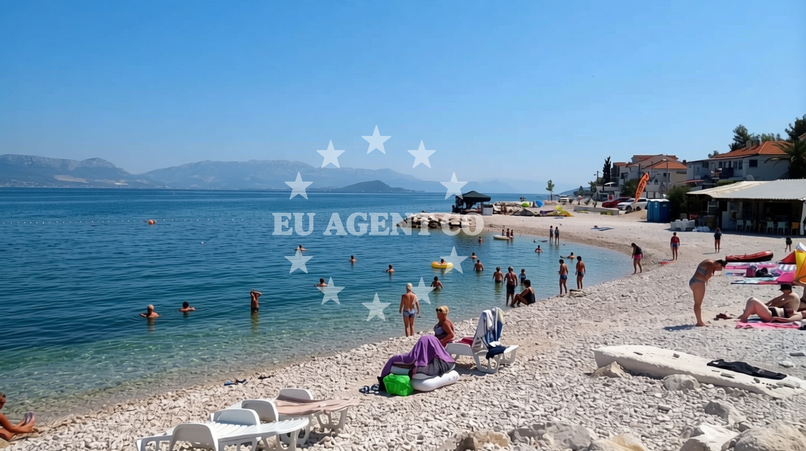 Overview of Krcica beach in , Trogir
