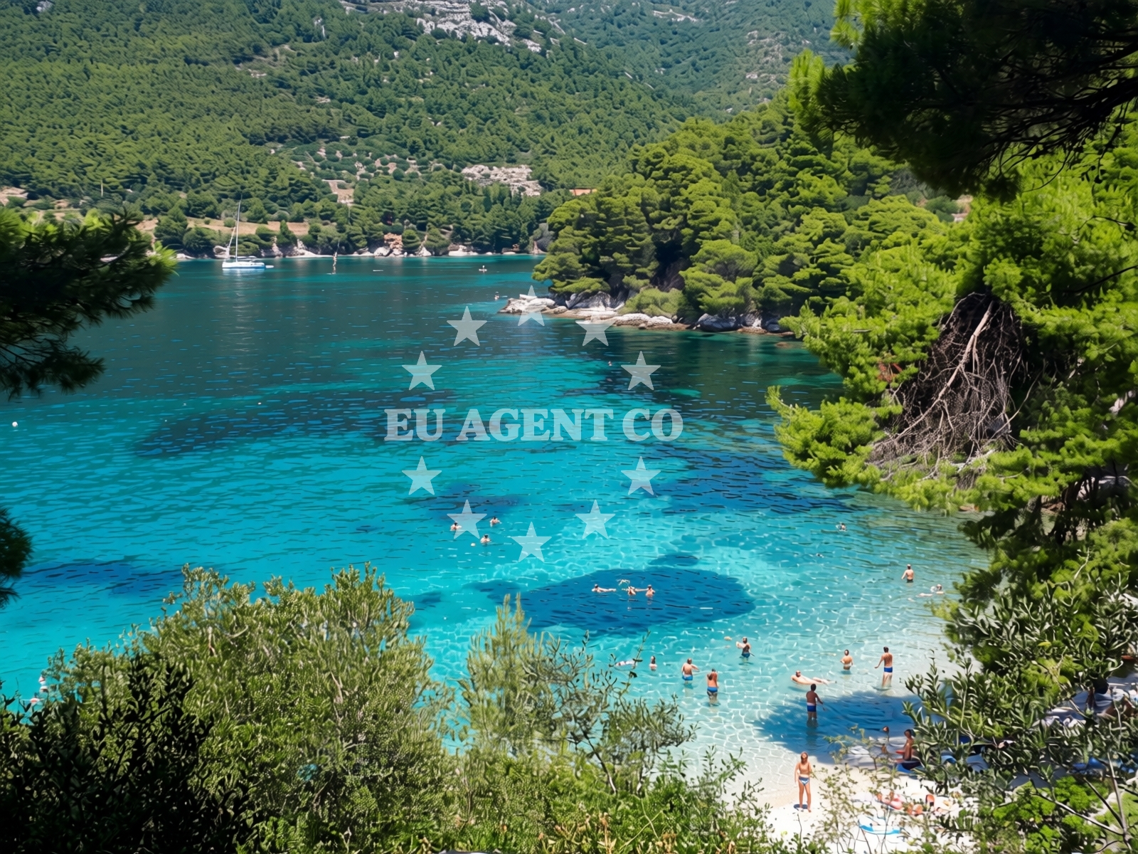 Shoreline and swimming area at Kremena beach in , Žuljana