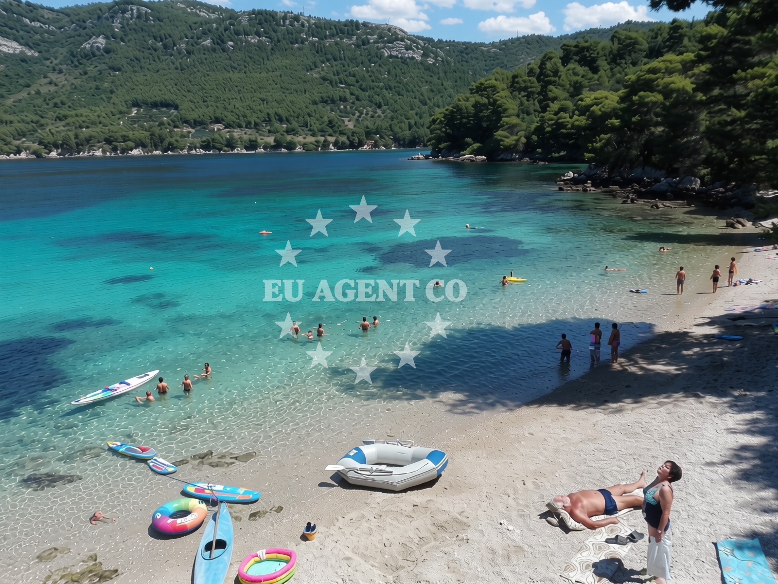 Beach facilities and surroundings at Kremena beach in , Žuljana