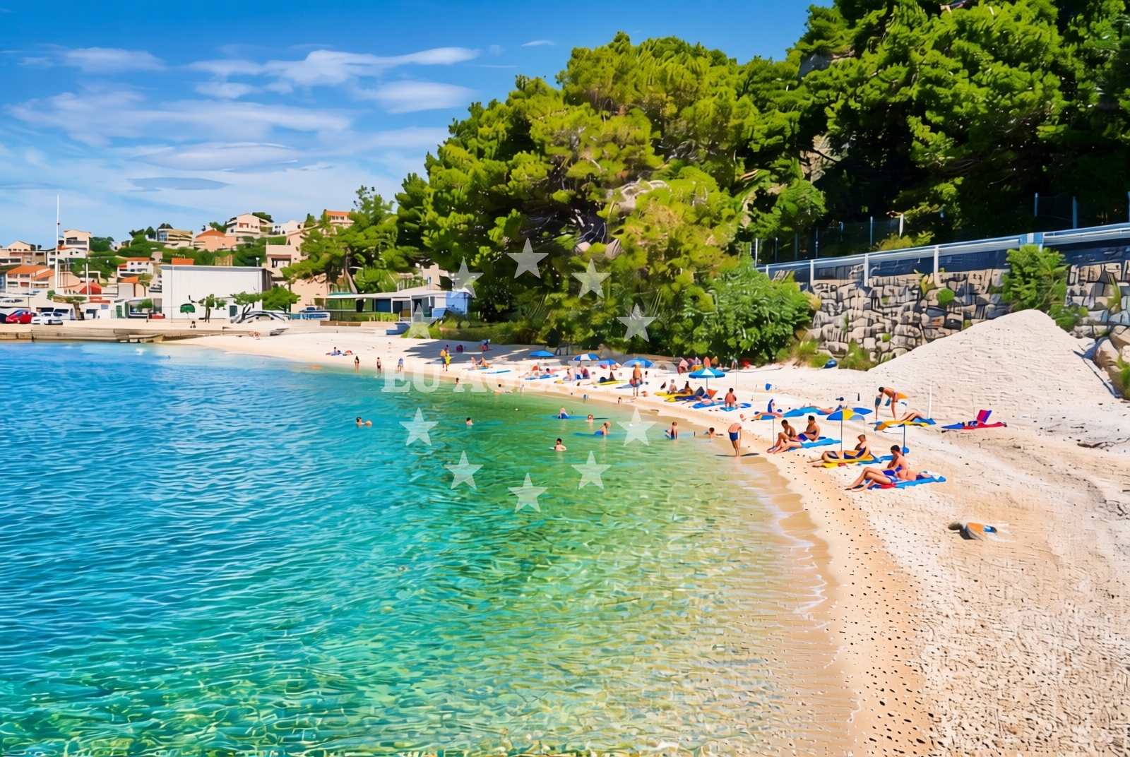 Sea and coastal view of Krilo, Jesenice Beach in Krilo