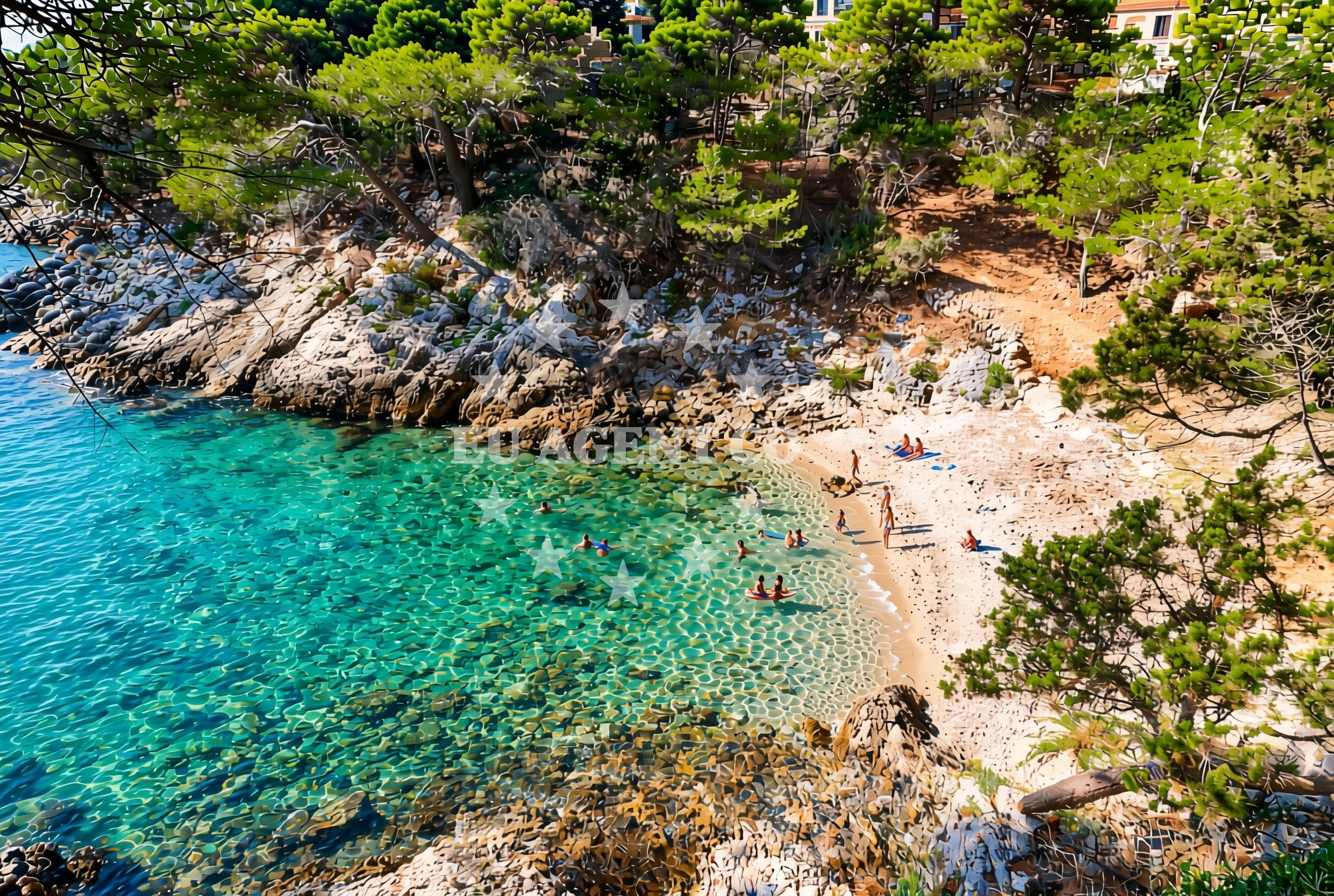 Beach facilities and surroundings at Krivi dolac, Gdinj (Hvar) Beach in Krivi dolac