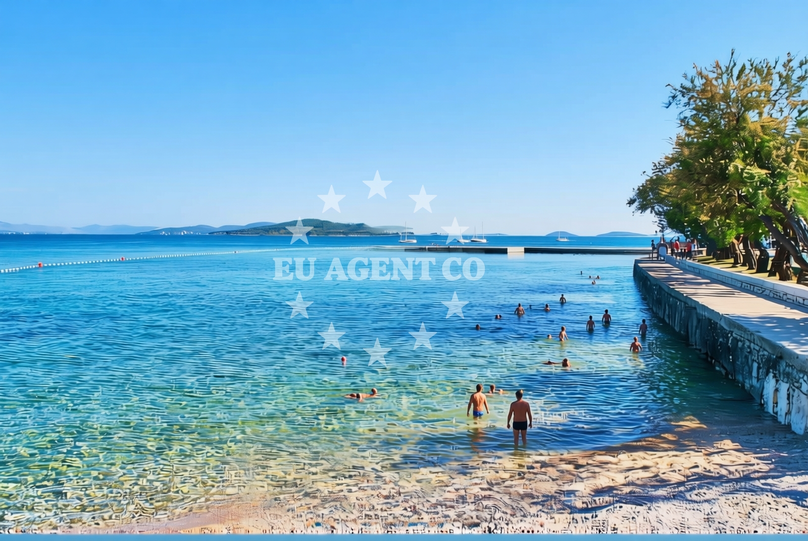 Sea and coastal view of Križ, Vodice Beach in Križ