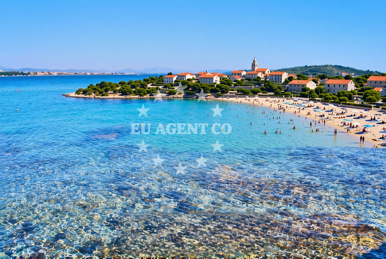 Beach facilities and surroundings at Križ, Vodice Beach in Križ