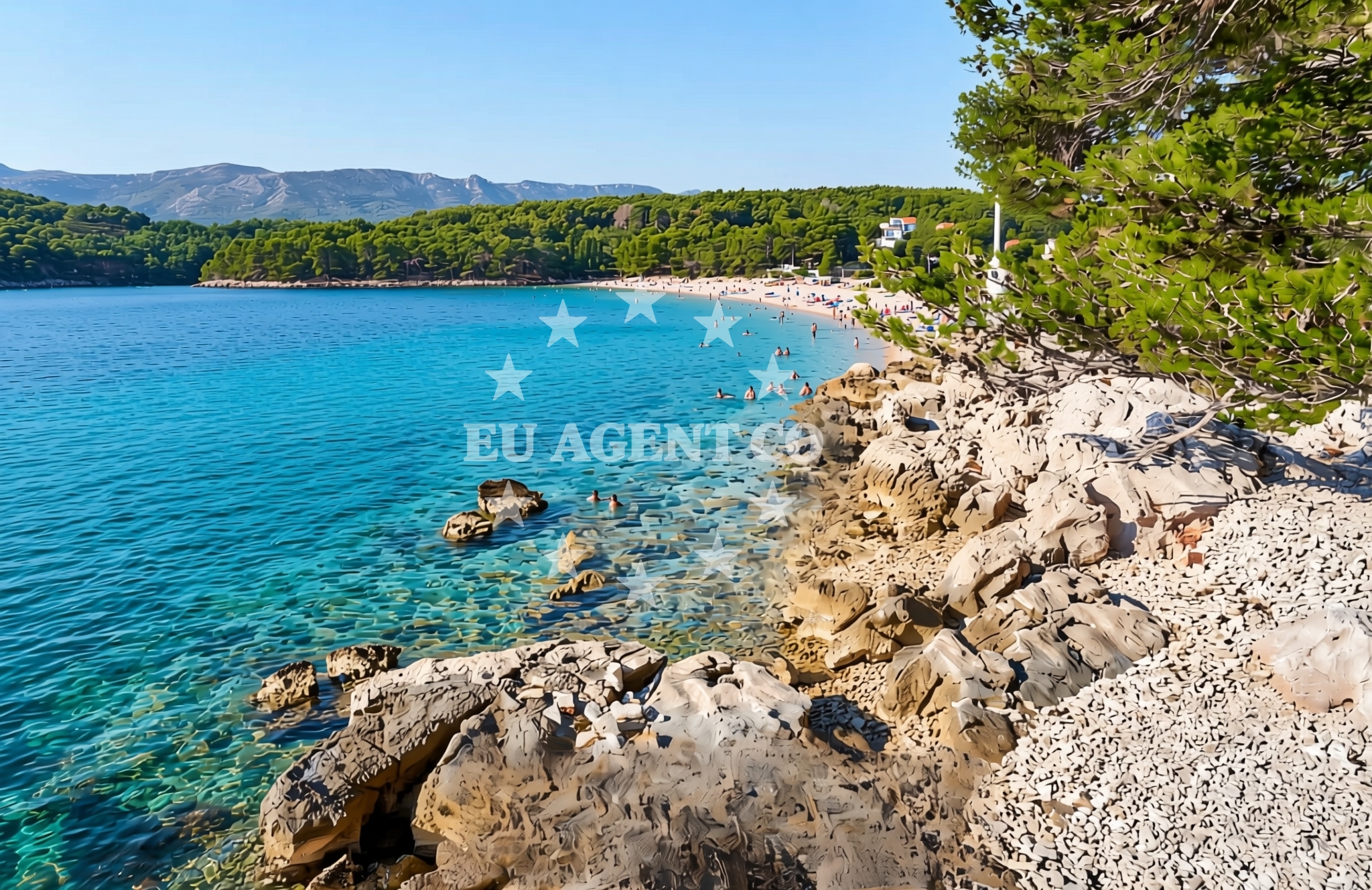 Overview of Križ, Vrboska (Hvar) Beach in Križ