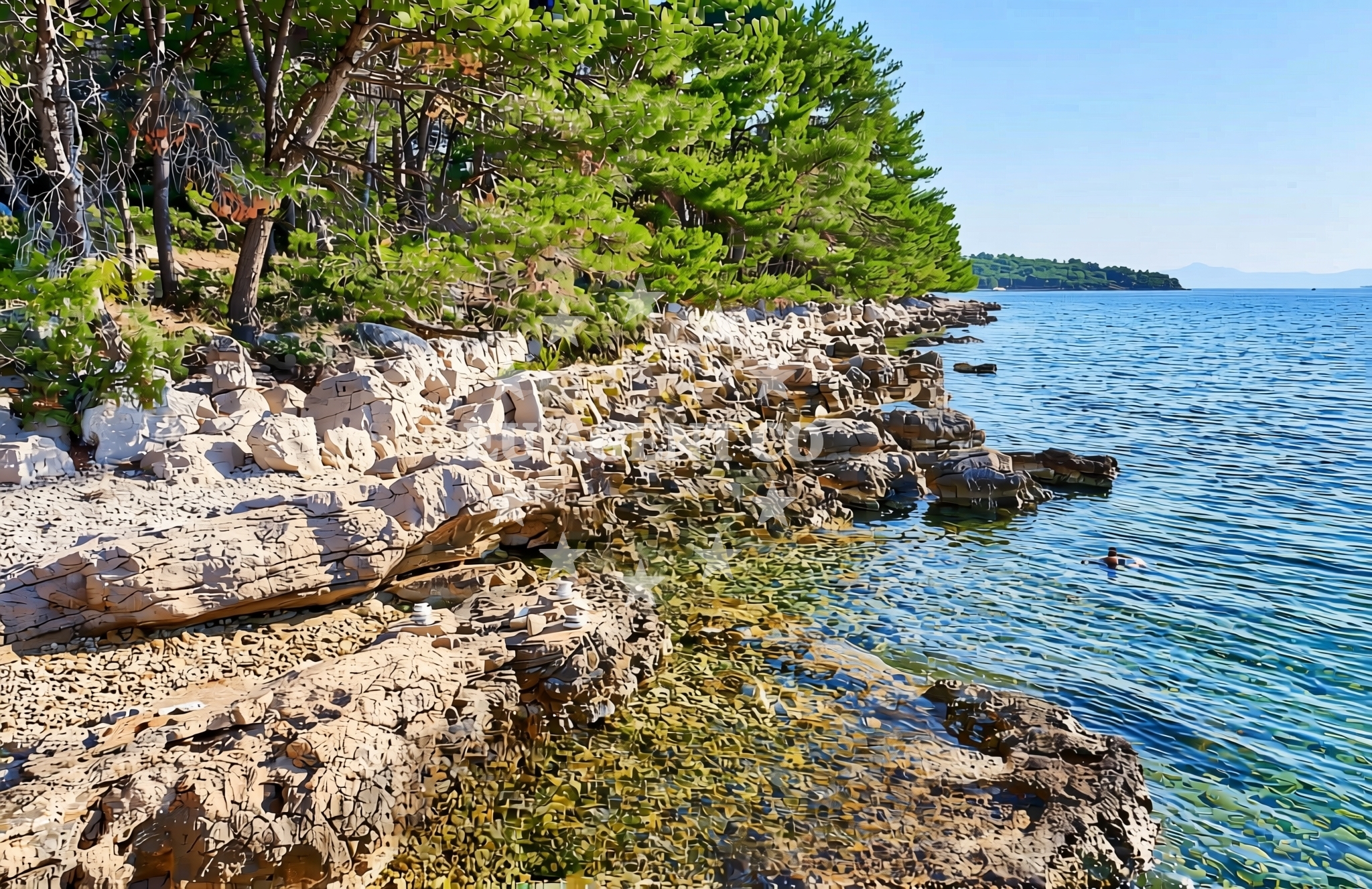 Shoreline and swimming area at Križ, Vrboska (Hvar) Beach in Križ