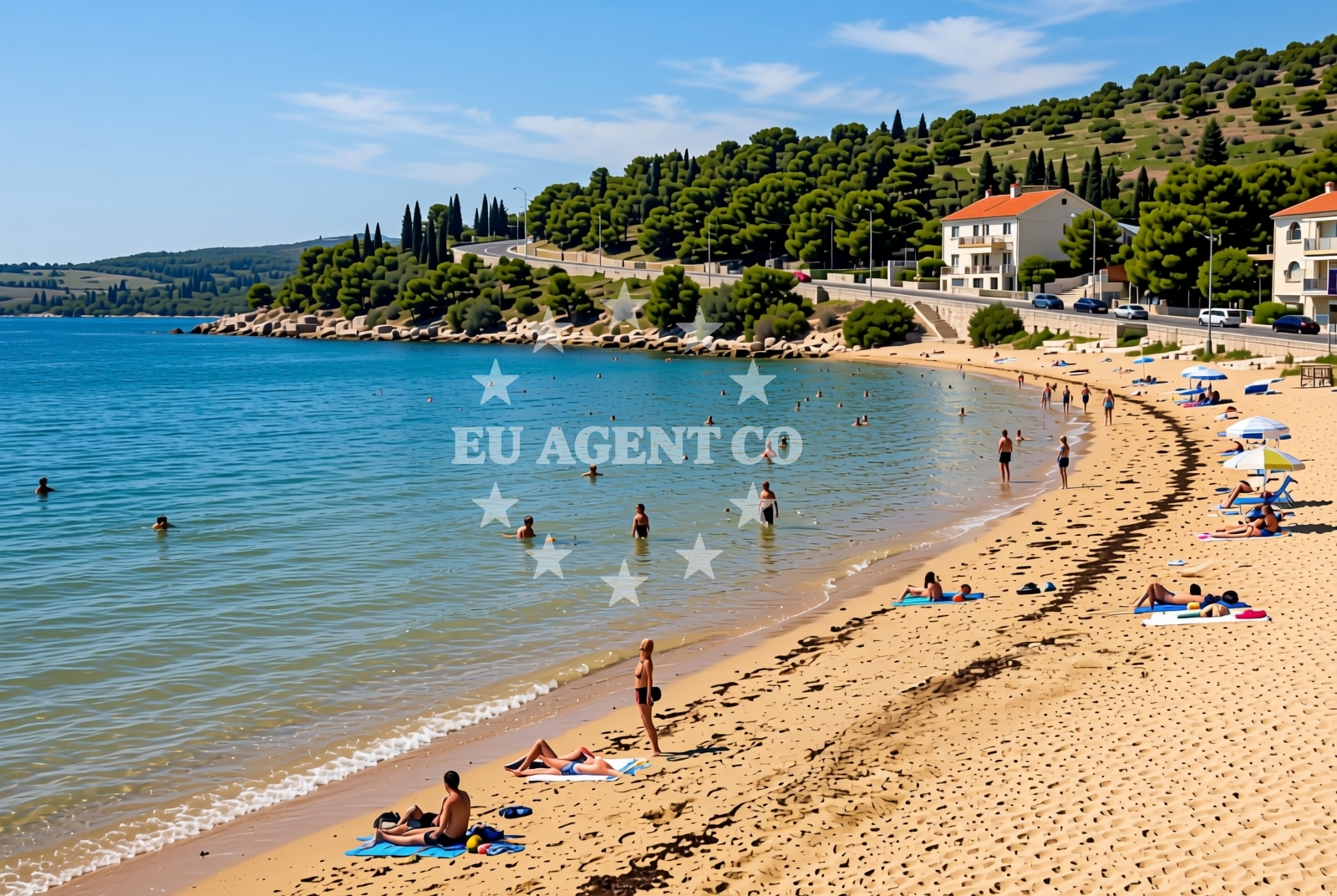 Shoreline and swimming area at Križine, Nin Beach in Križine