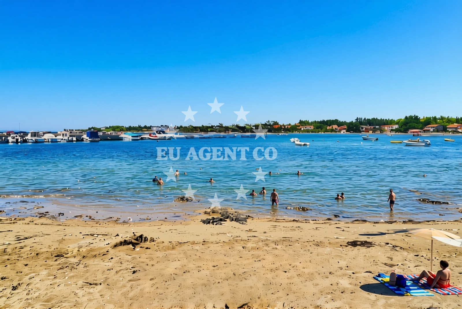 Sea and coastal view of Križine, Nin Beach in Križine