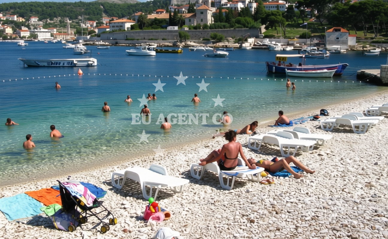 Beach facilities and surroundings at Krizna Luka in 83 Kroz Burak, Hvar