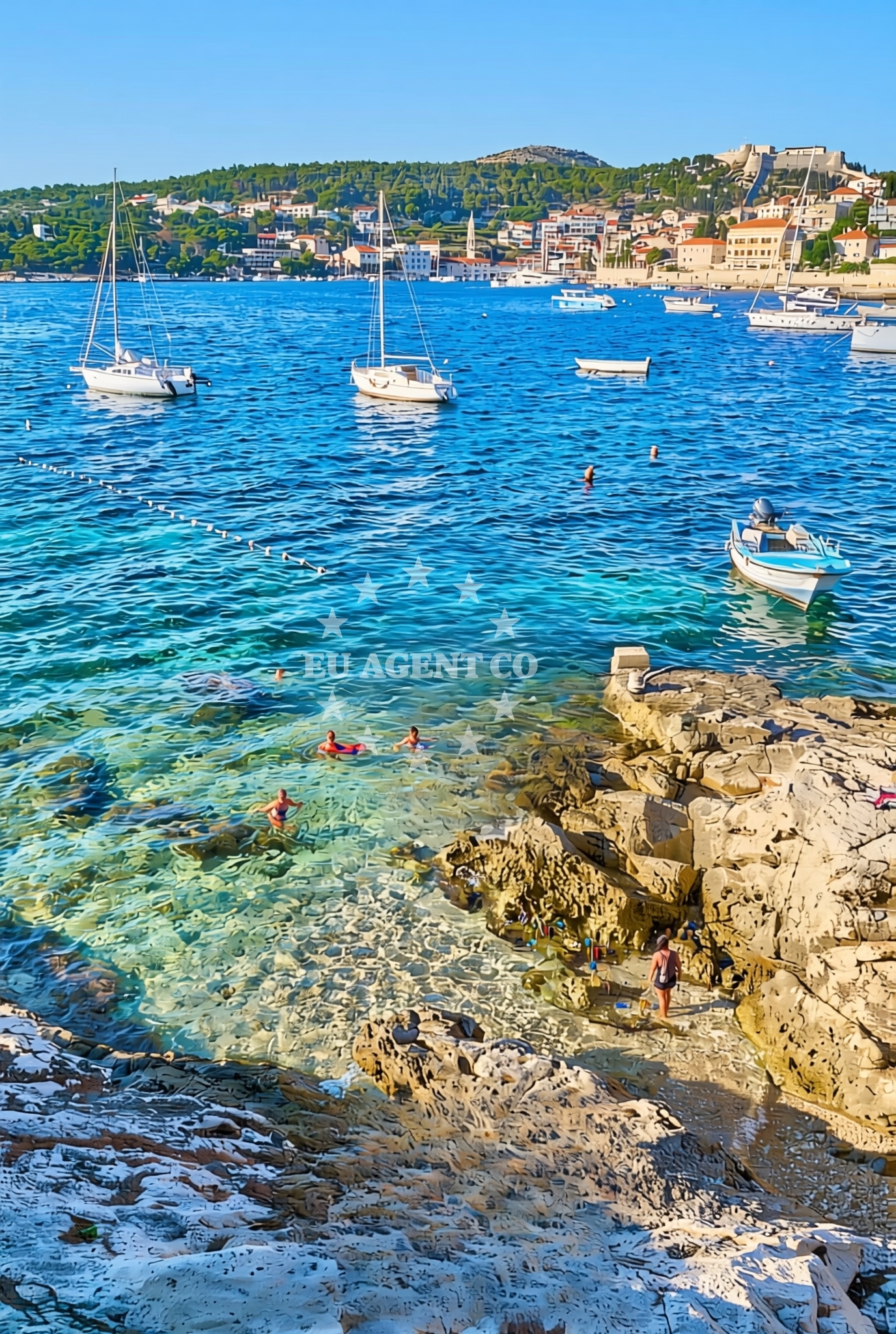 Sea and coastal view of Križni Rat, Hvar (Hvar) Beach in Križni Rat
