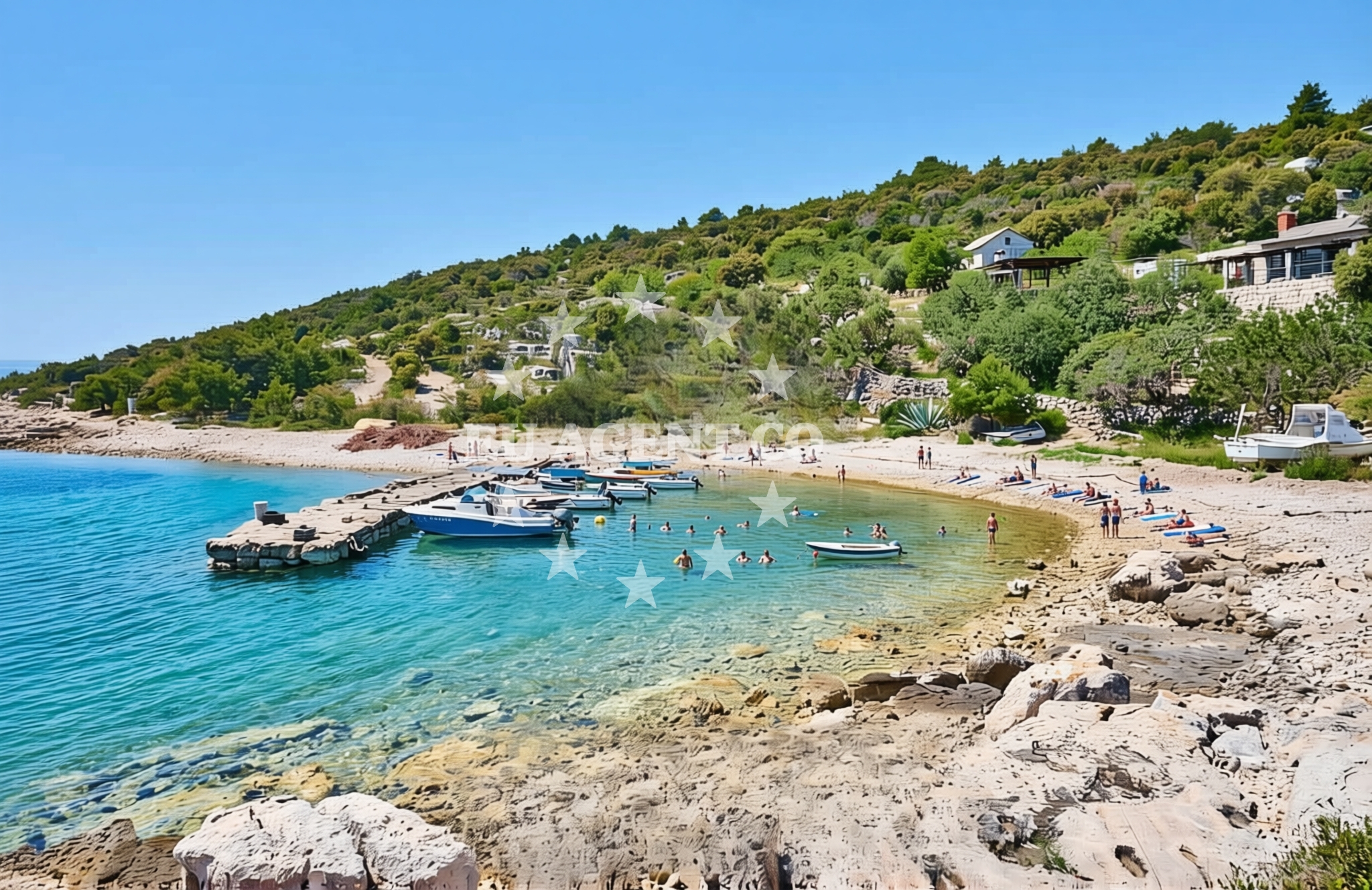 Overview of Krknjaš, Drvenik Veliki (Drvenik Veli) Beach in Krknjaš