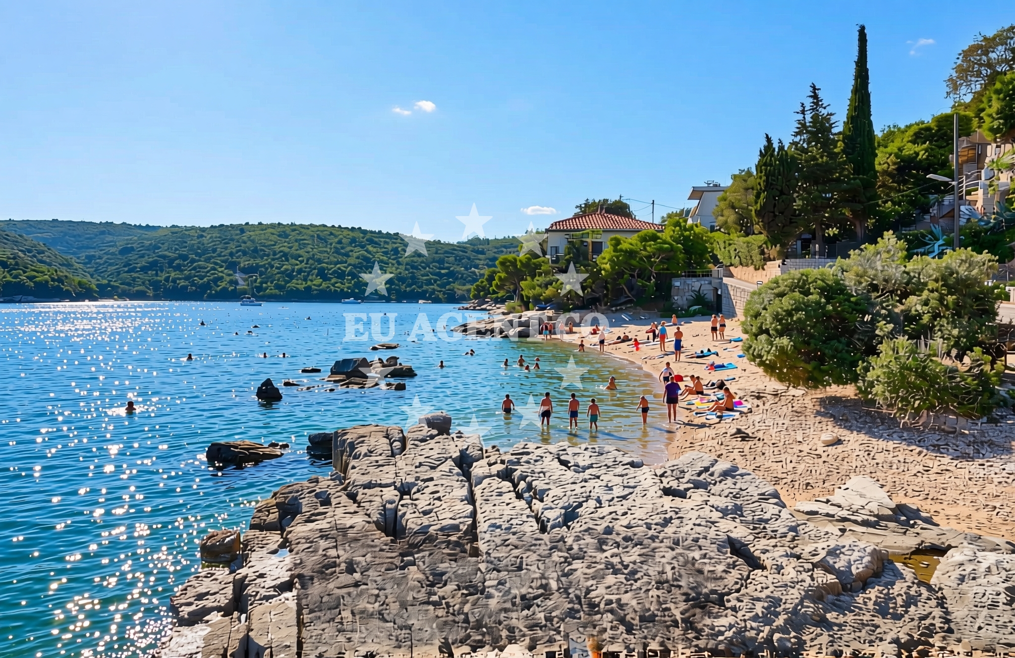 Shoreline and swimming area at Krnica: beaches and coves in Krnica