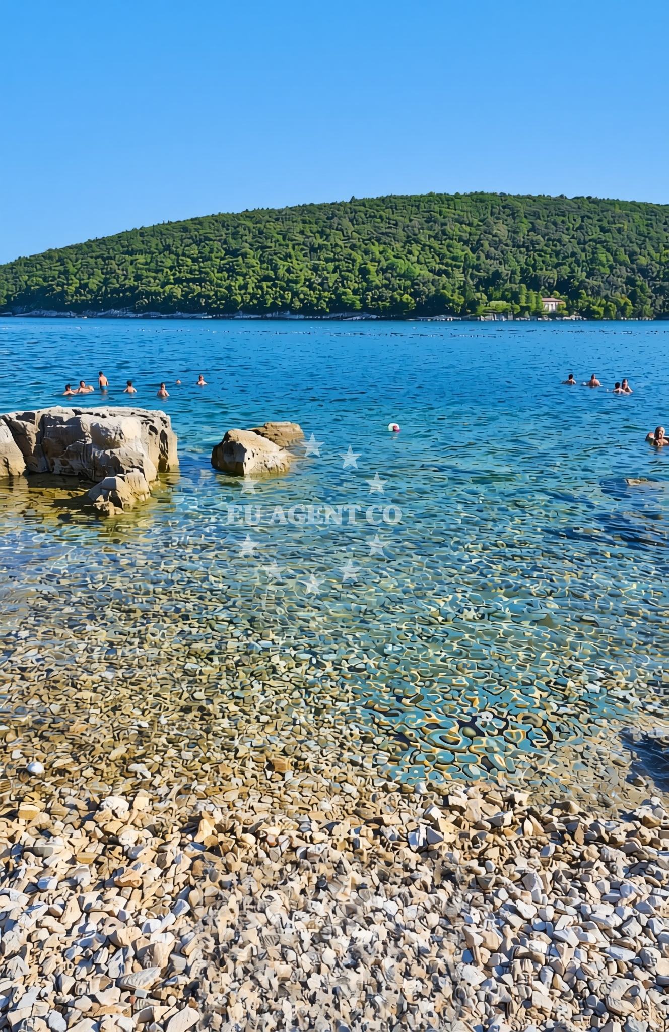 Sea and coastal view of Krnica: beaches and coves in Krnica