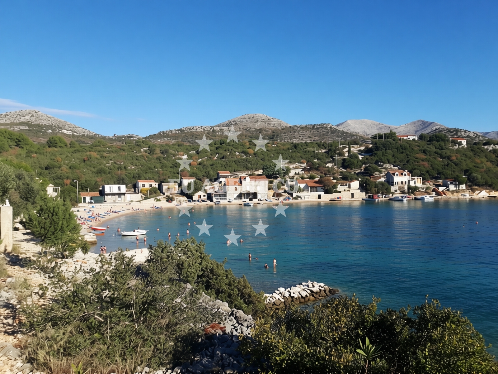 Overview of Krucica beach in Slađenovići bb, Slano