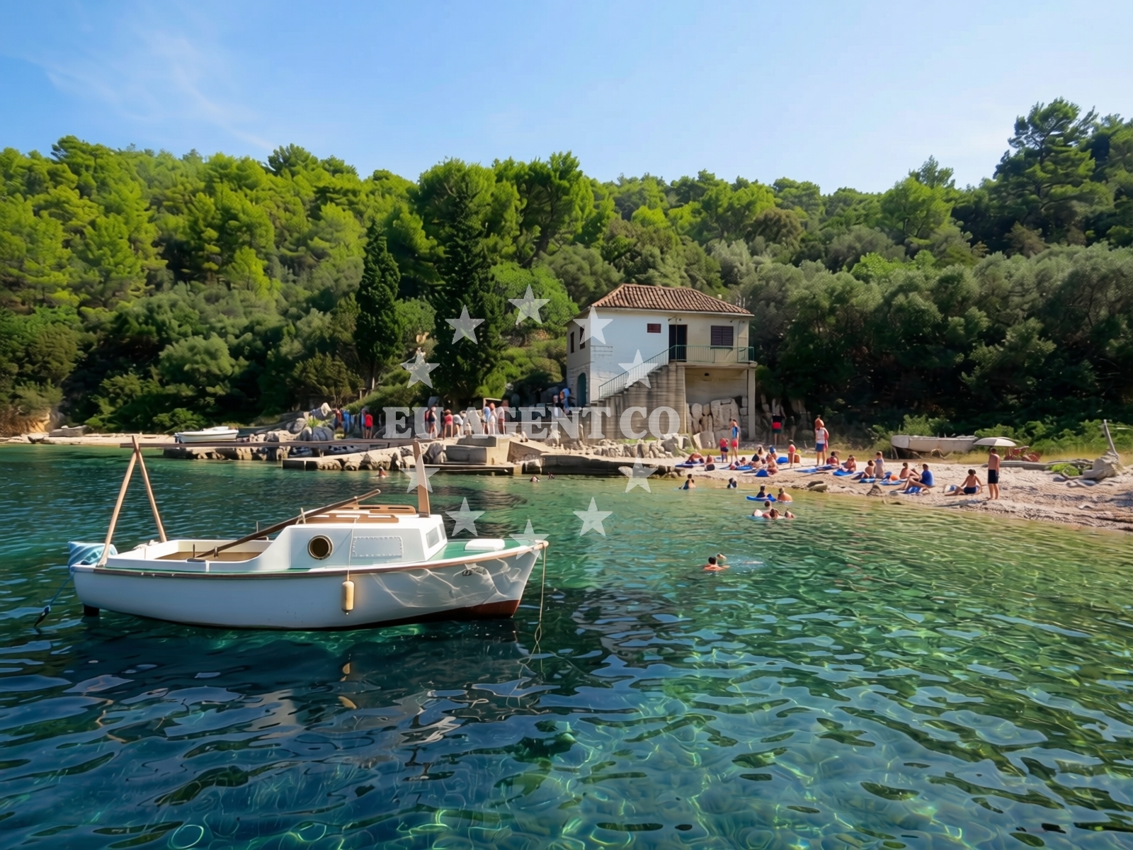 Shoreline and swimming area at Krucica beach in Put Lenge 6, Lastovo