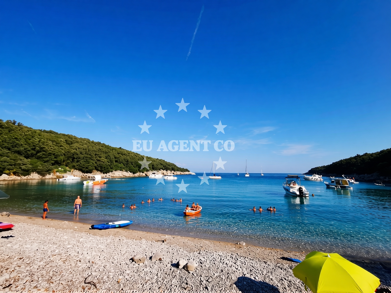 Shoreline and swimming area at Kruscica beach in Merag 2, Cres, Cres