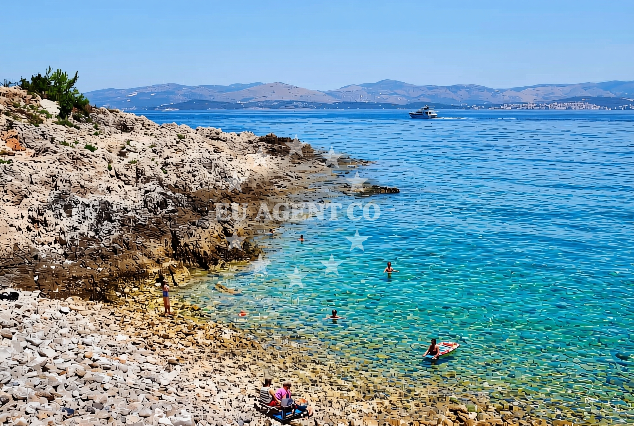 Beach facilities and surroundings at Krusica beach in Stari put 46, Rogač