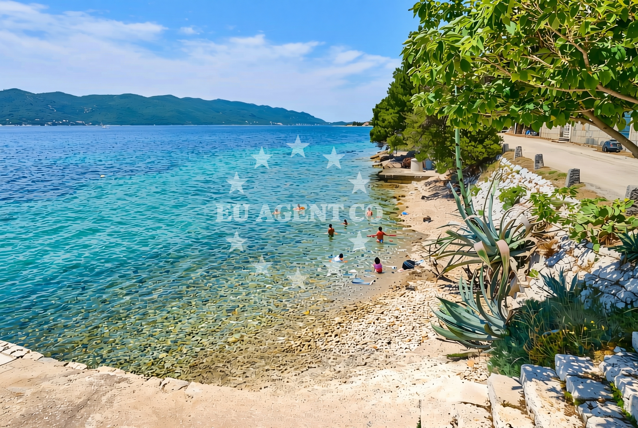 Shoreline and swimming area at Kučište istok, Kučište Beach in Kučište istok