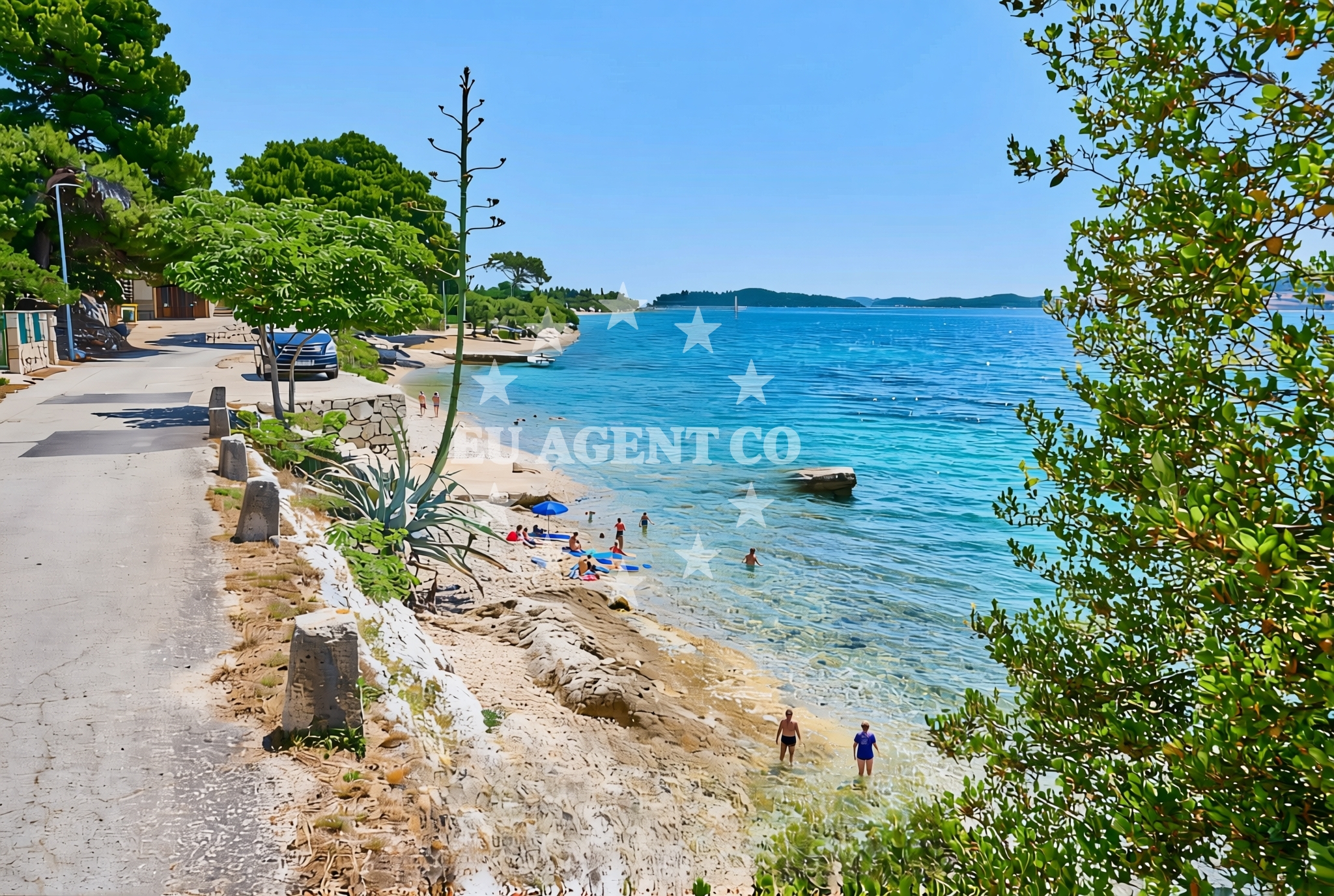 Beach facilities and surroundings at Kučište istok, Kučište Beach in Kučište istok