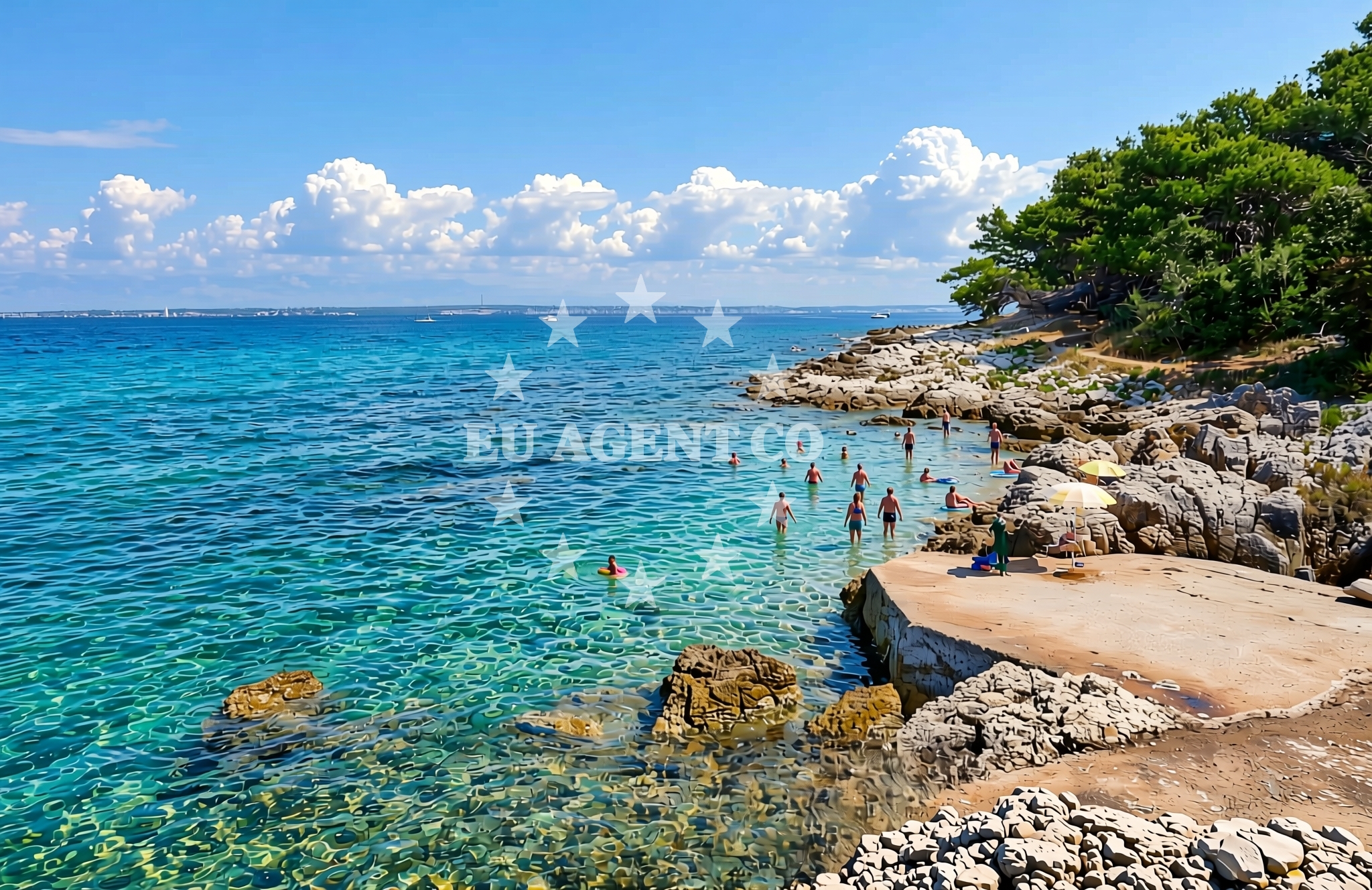 Overview of Kujerovo, Ugljan (Ugljan) Beach in Kujerovo