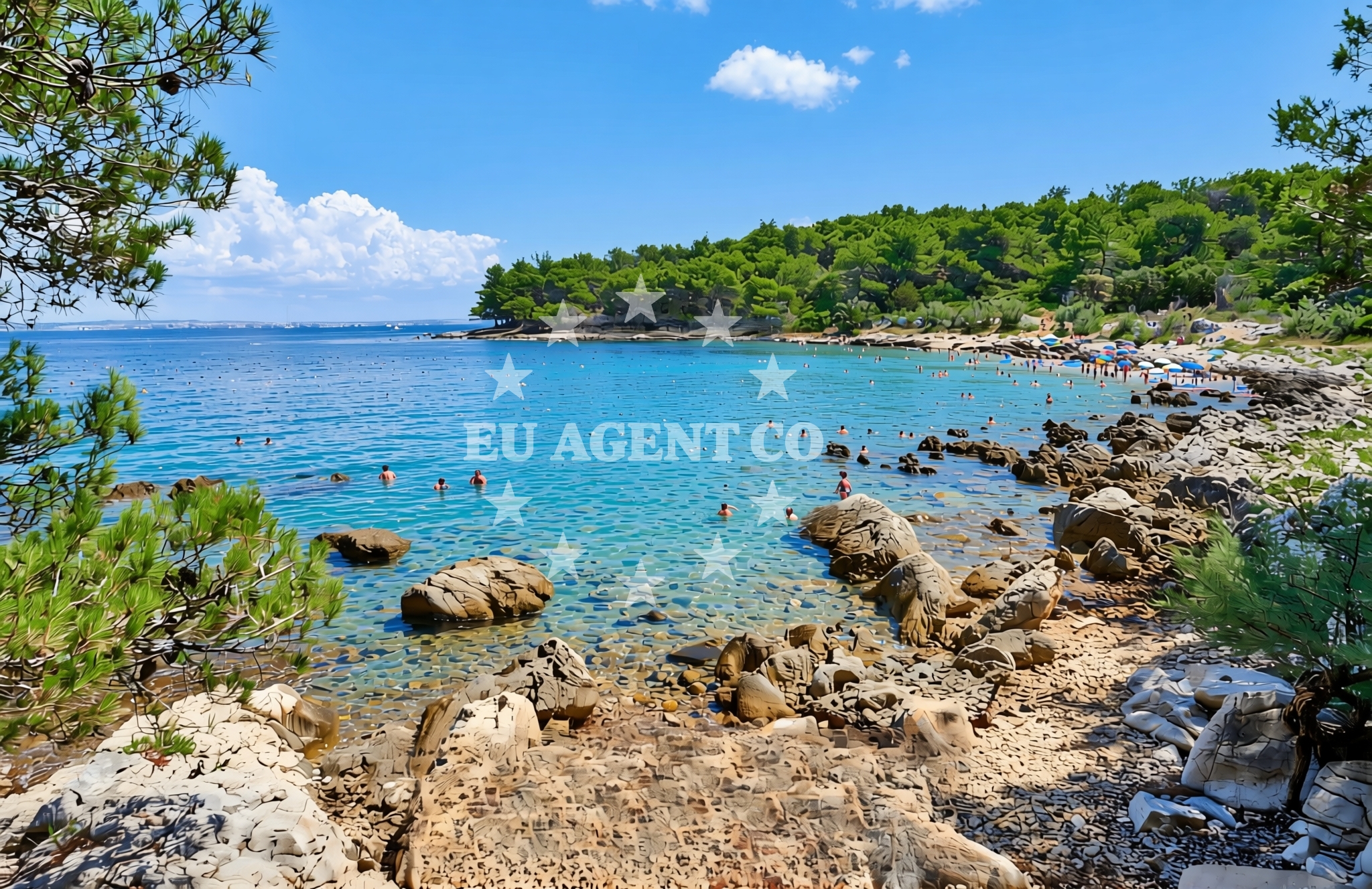 Shoreline and swimming area at Kujerovo, Ugljan (Ugljan) Beach in Kujerovo