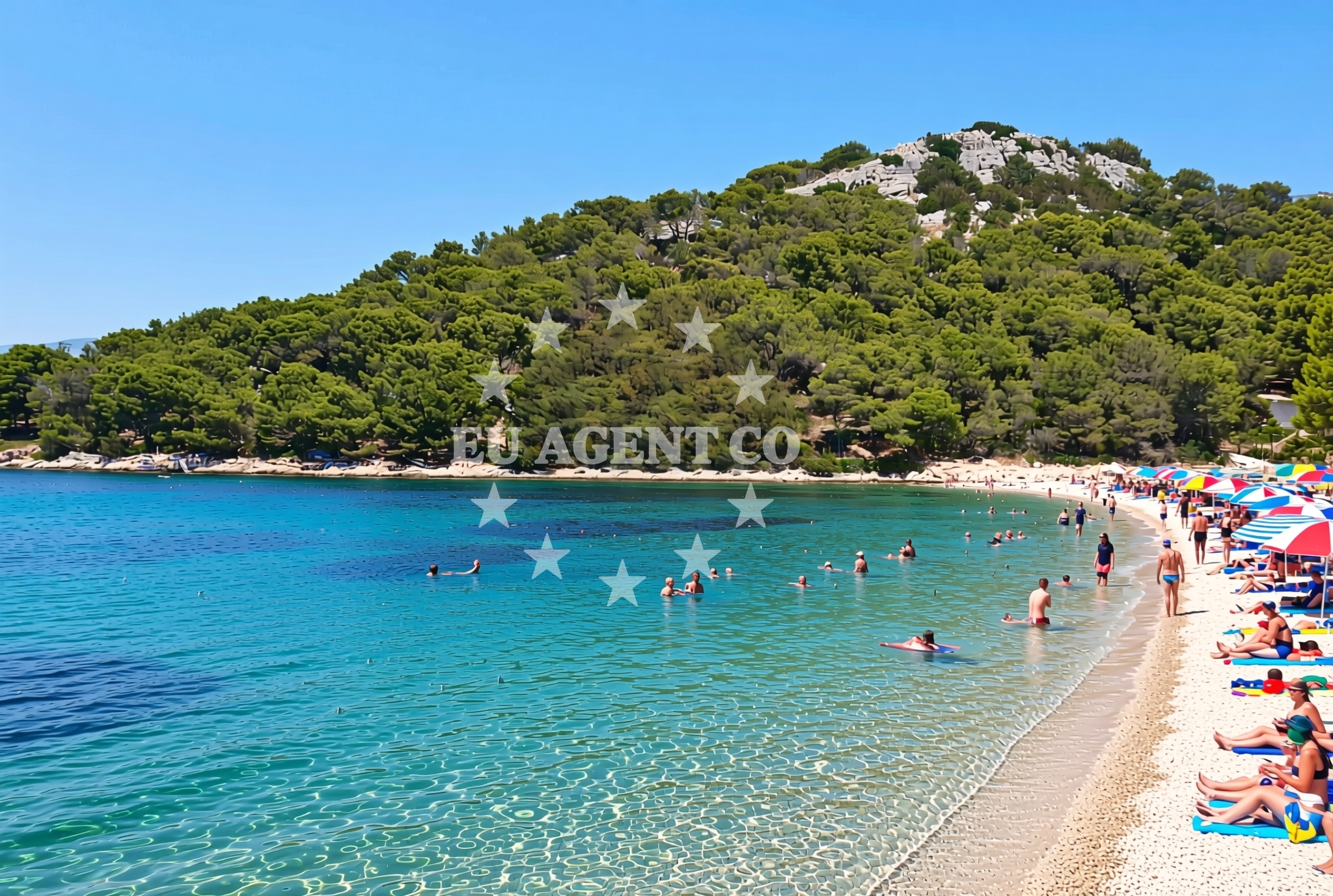 Sea and coastal view of Kuk, Vrgada (Vrgada) Beach in Kuk