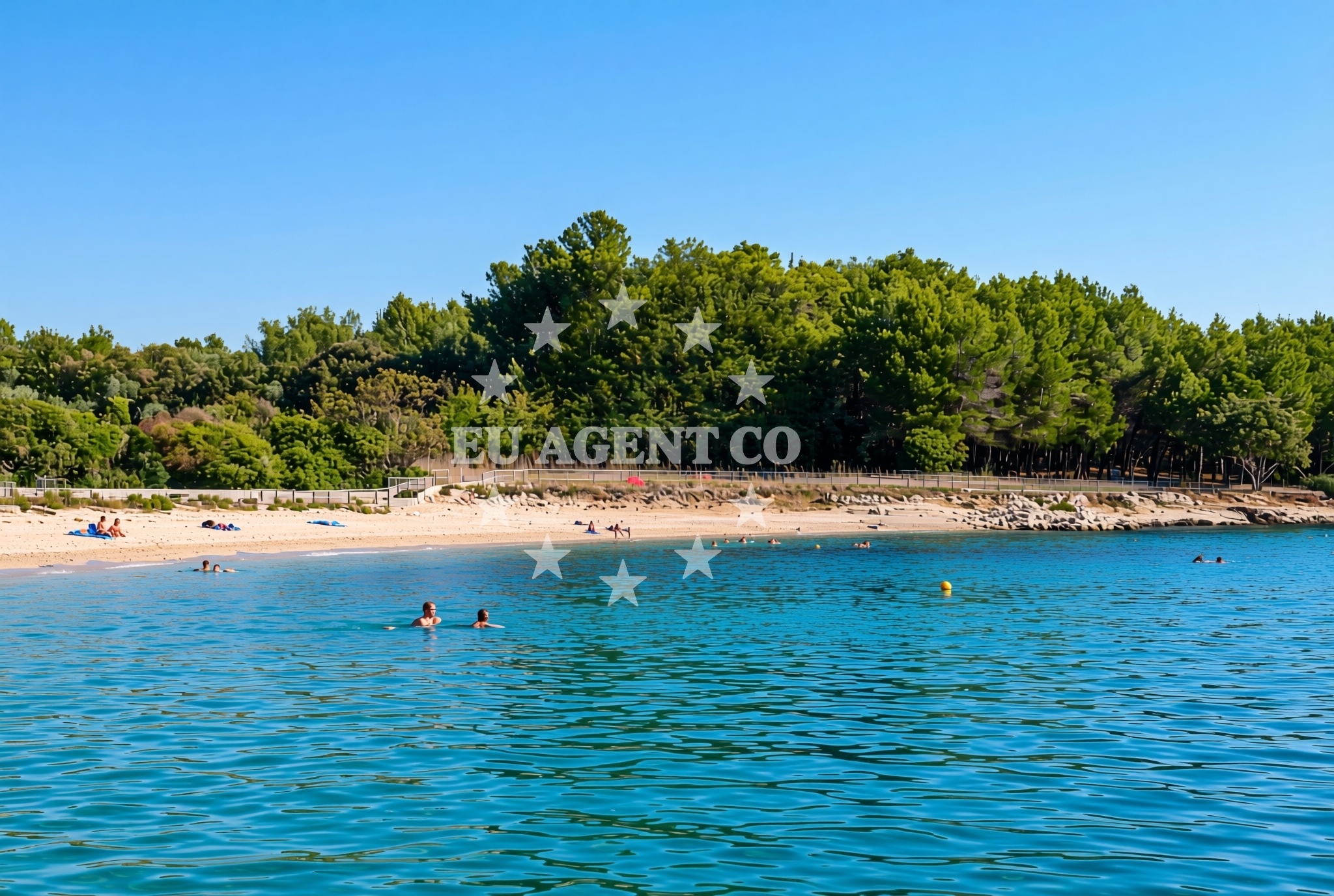 Beach facilities and surroundings at Kumenat, Biograd na Moru Beach in Kumenat