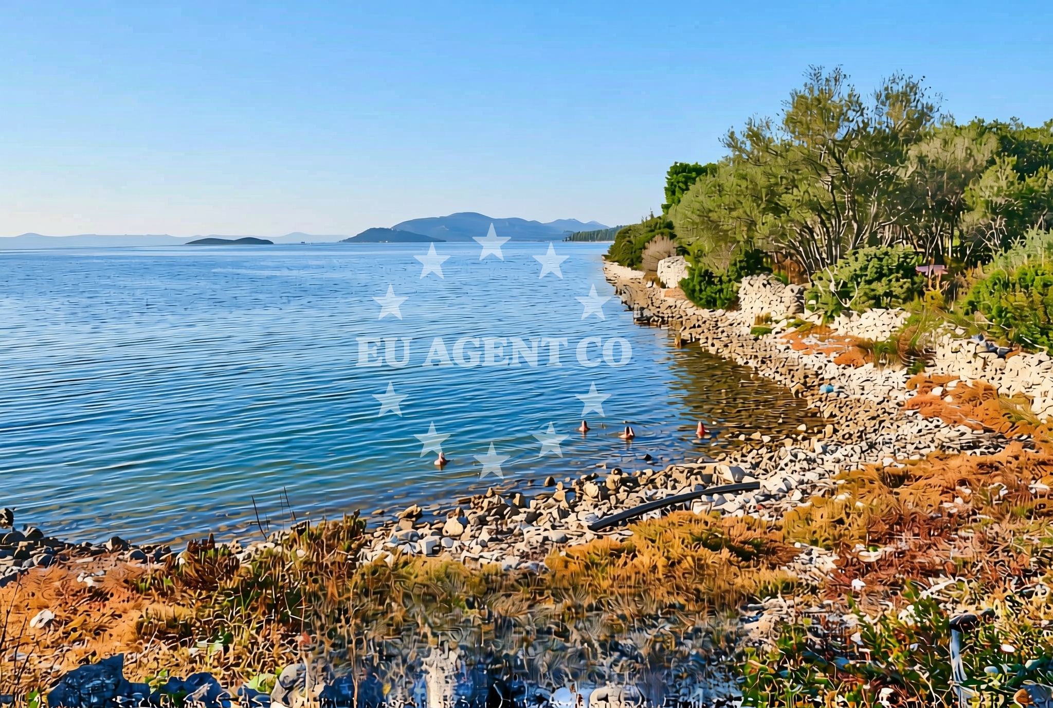 Shoreline and swimming area at Kunčabok, Kukljica (Ugljan) Beach in Kunčabok