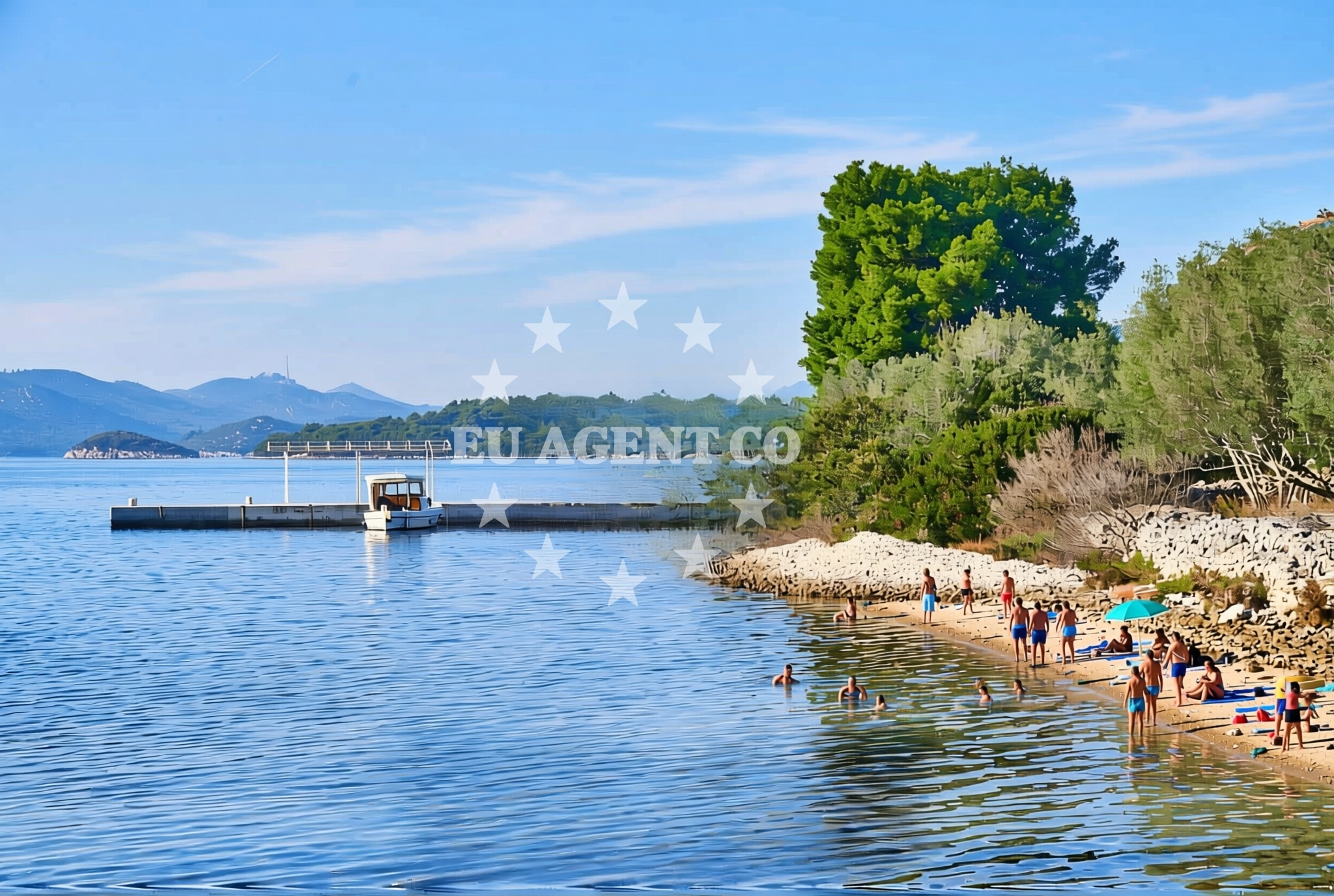 Sea and coastal view of Kunčabok, Kukljica (Ugljan) Beach in Kunčabok