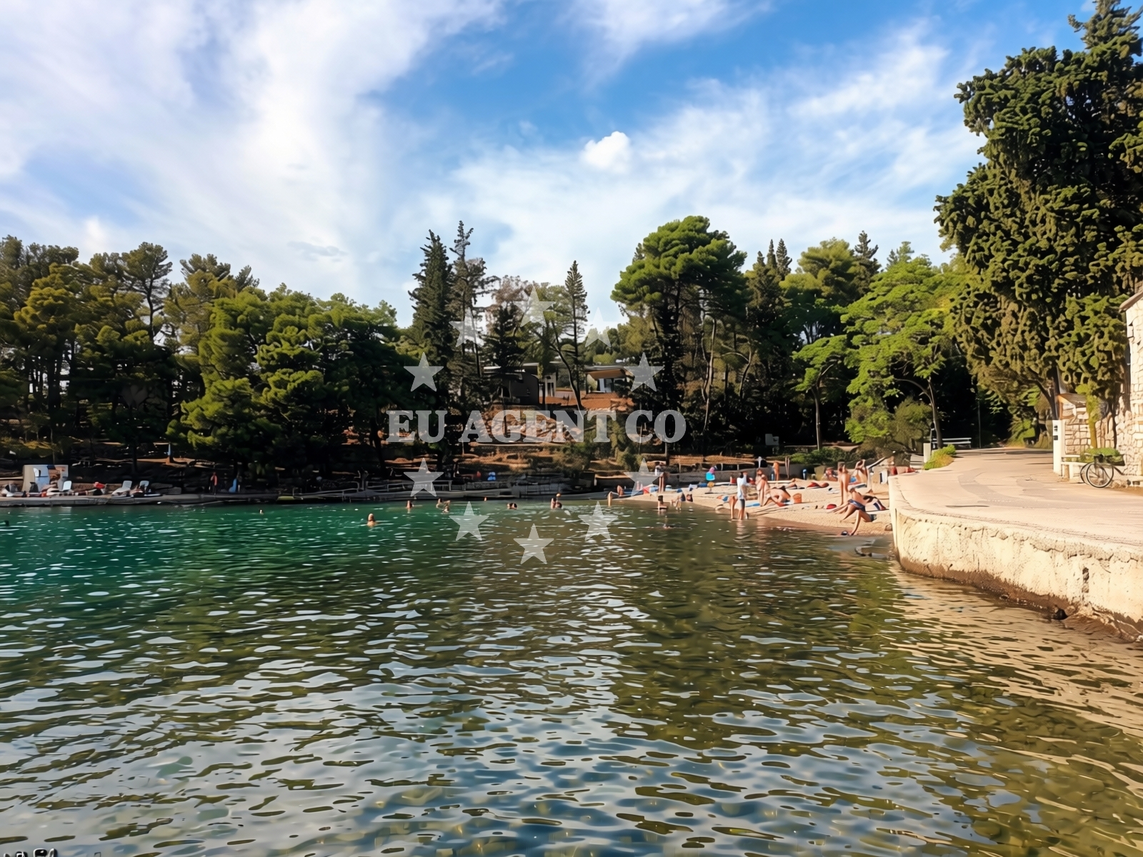 Sea and coastal view of Kupaliste Bonj in , Stari Grad