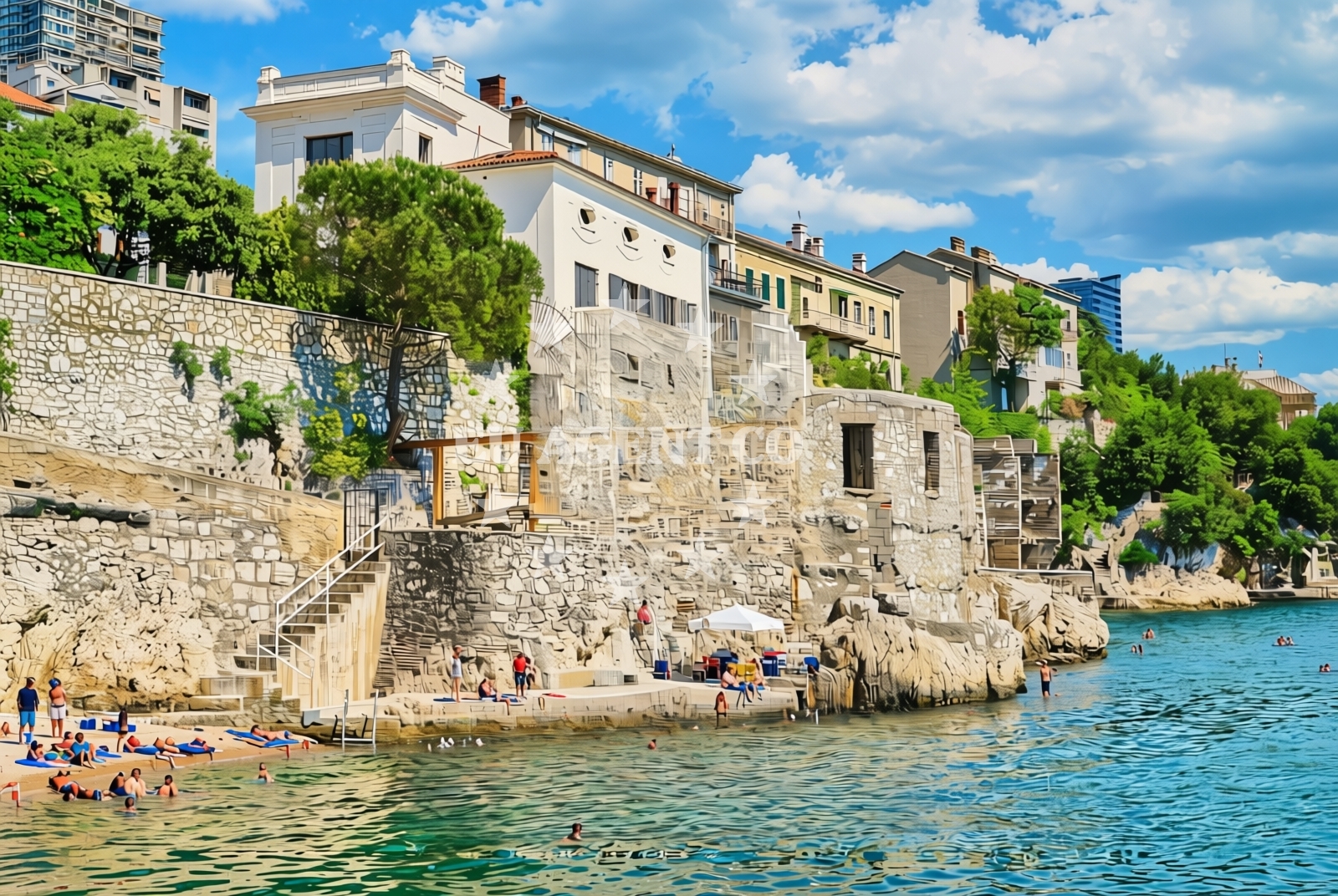 Overview of Kupalište Reš, Rijeka Beach in Kupalište Reš