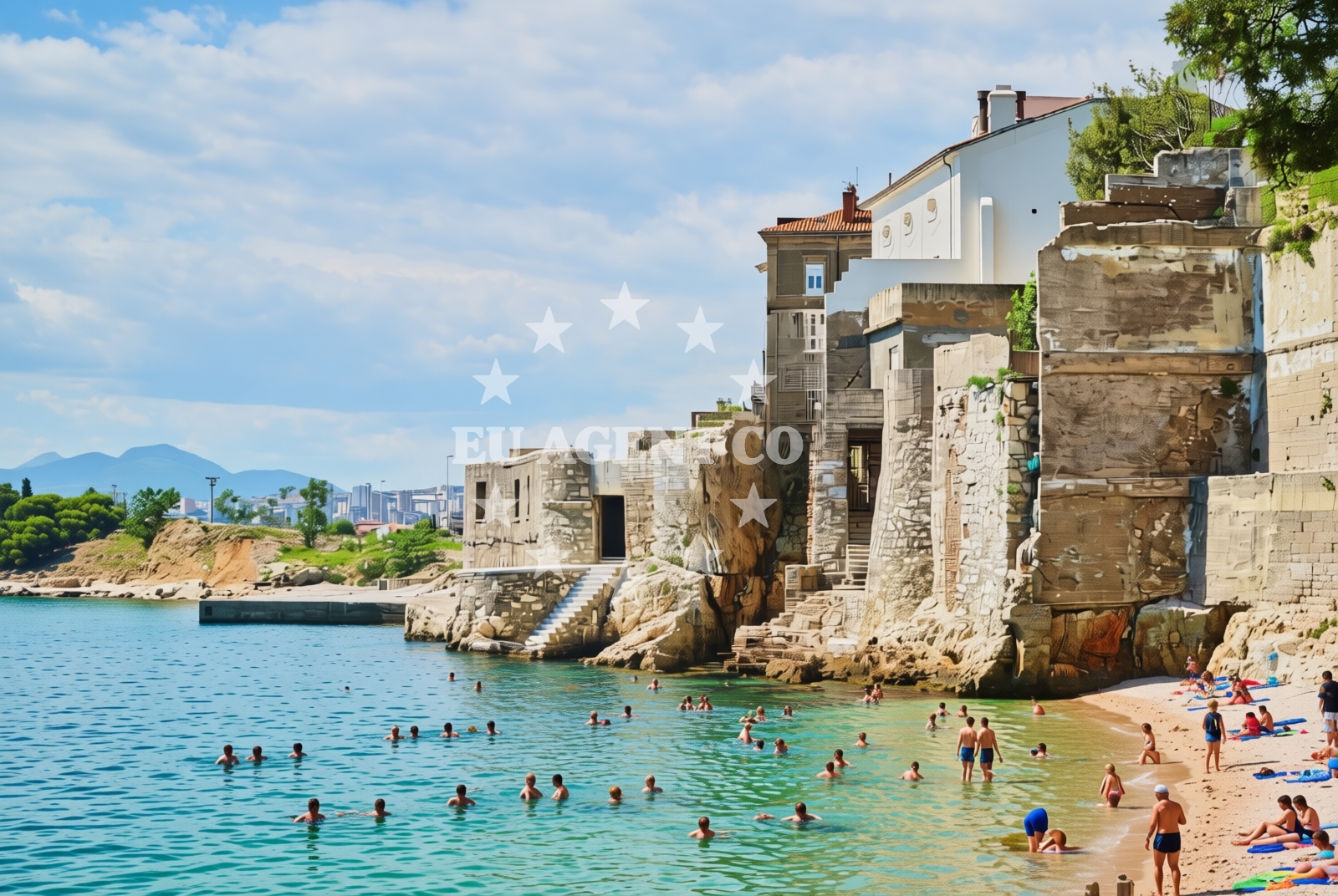 Shoreline and swimming area at Kupalište Reš, Rijeka Beach in Kupalište Reš