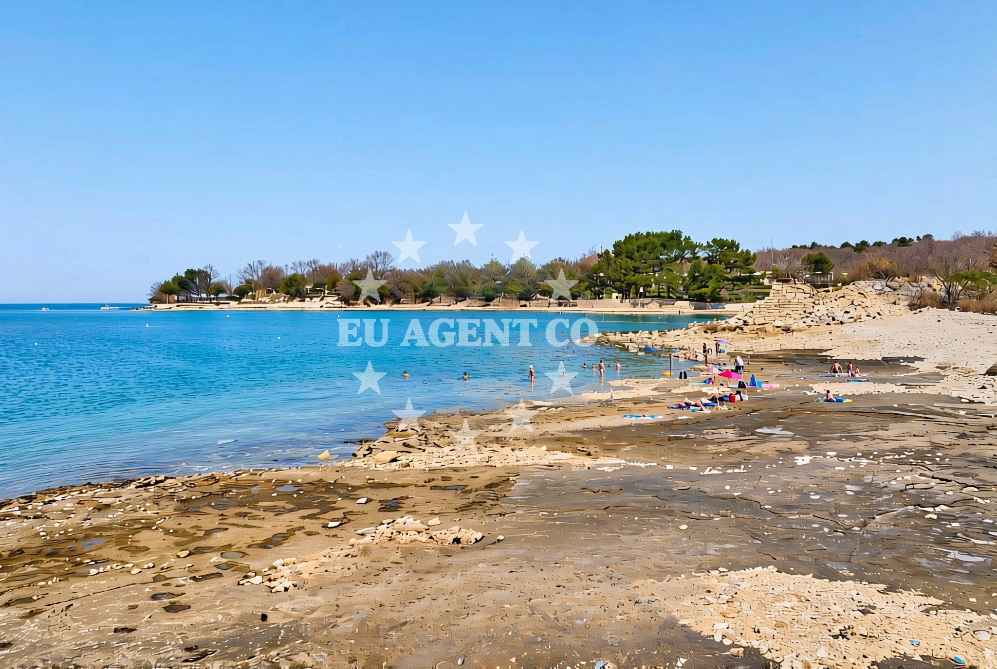 Sea and coastal view of Kupanja istok (dog beach), Vabriga Beach in Kupanja istok (plaža za pse)