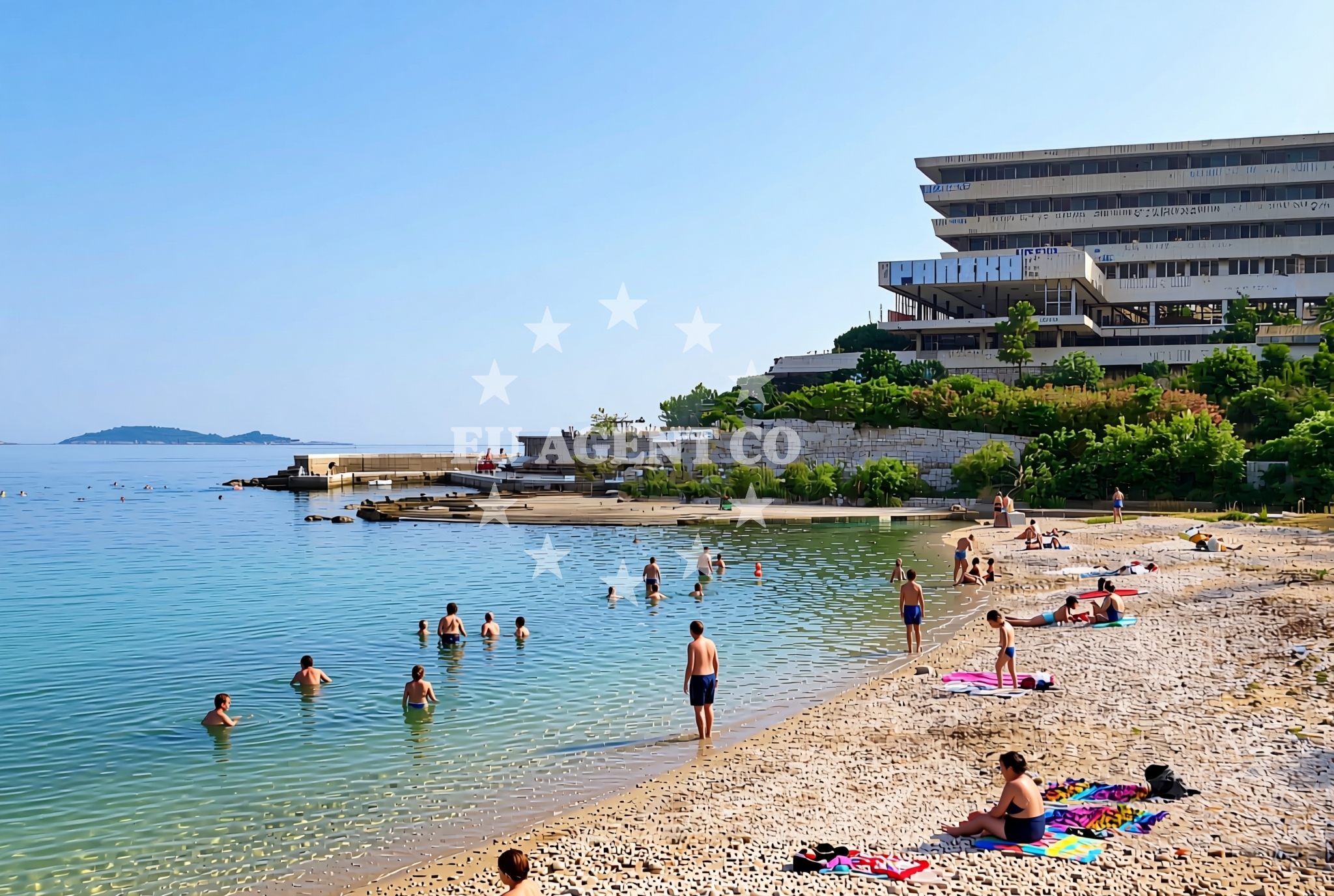 Shoreline and swimming area at Kupari zapad, Kupari Beach in Kupari zapad