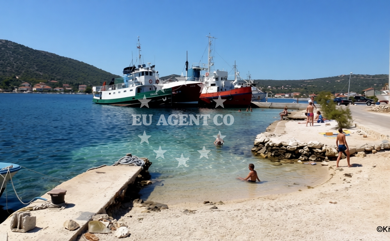 Sea and coastal view of Kupinica beach in , Vinišće