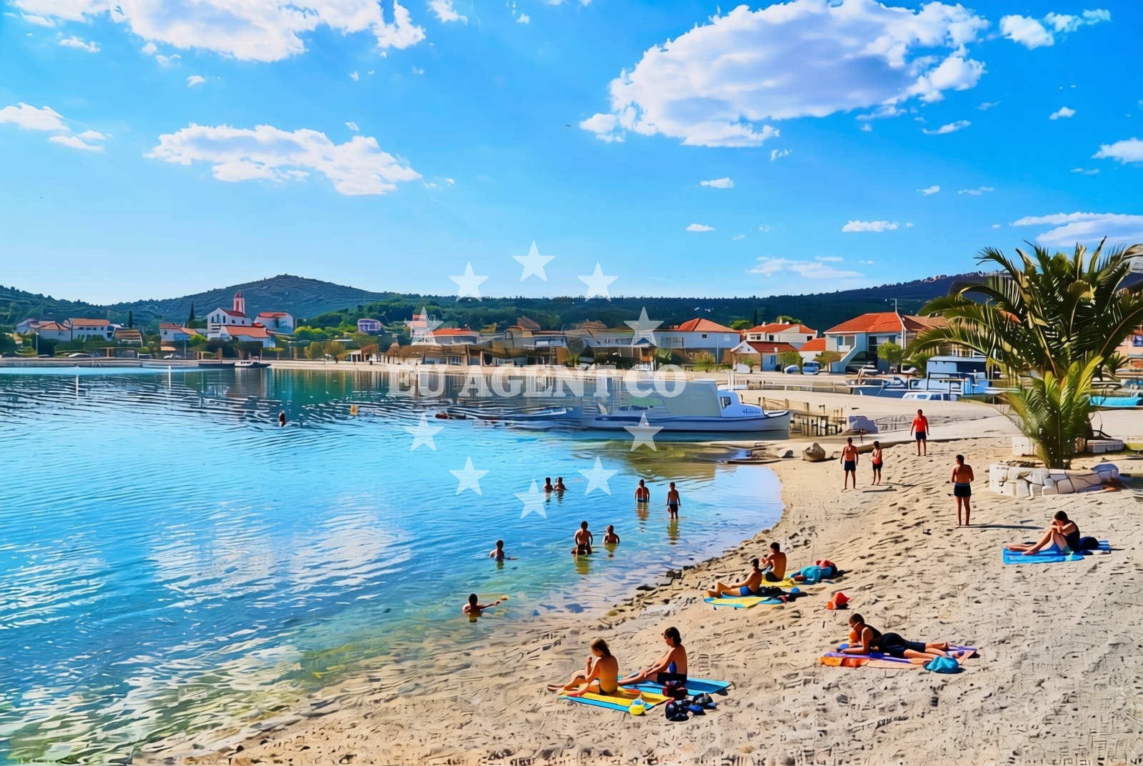 Beach facilities and surroundings at Kupinica beach in , Vinišće
