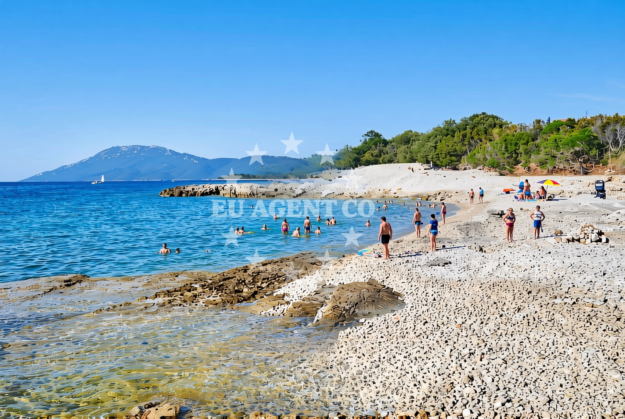 Overview of Kurila sjever, Ćunski (Lošinj) Beach in Kurila sjever