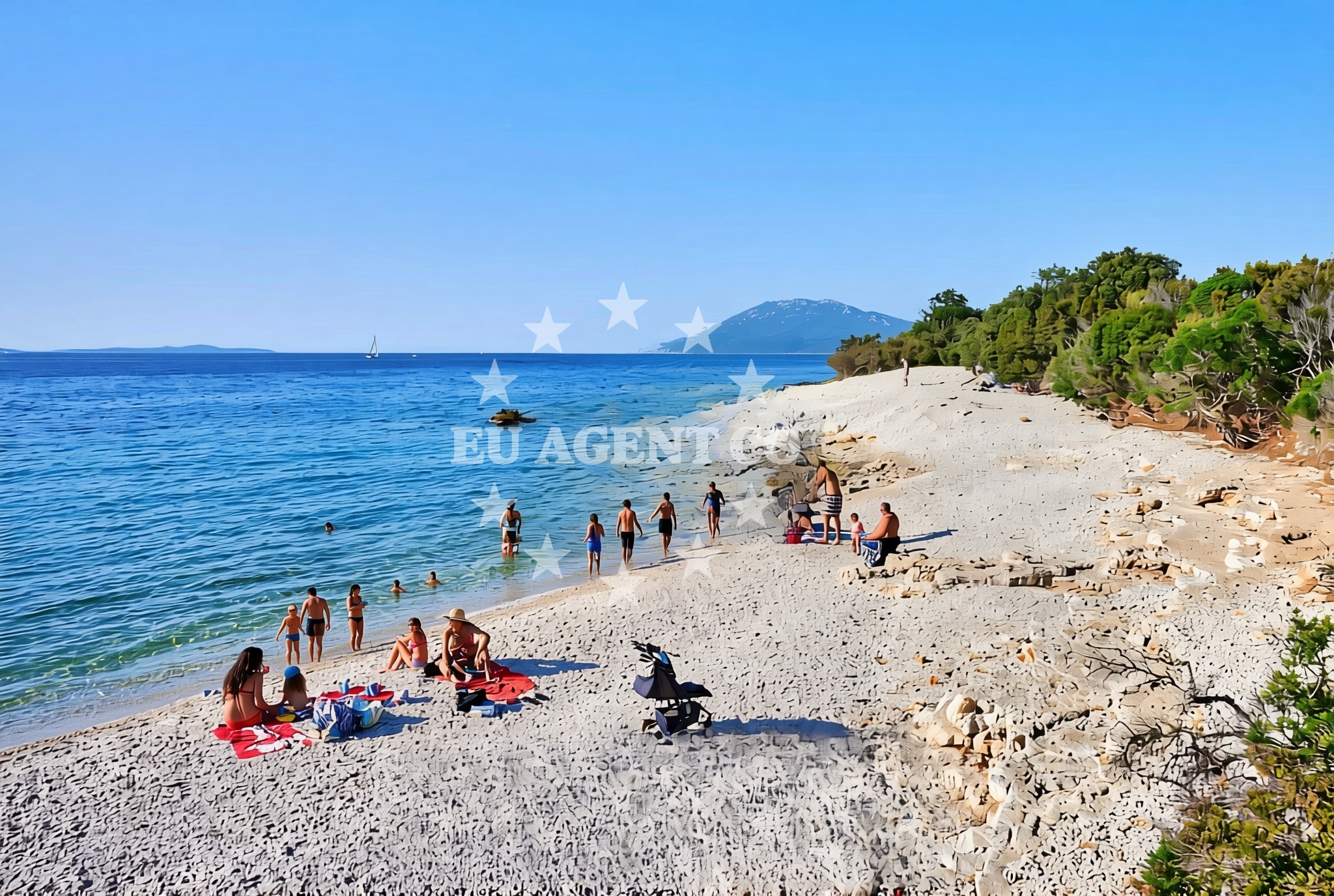 Shoreline and swimming area at Kurila sjever, Ćunski (Lošinj) Beach in Kurila sjever