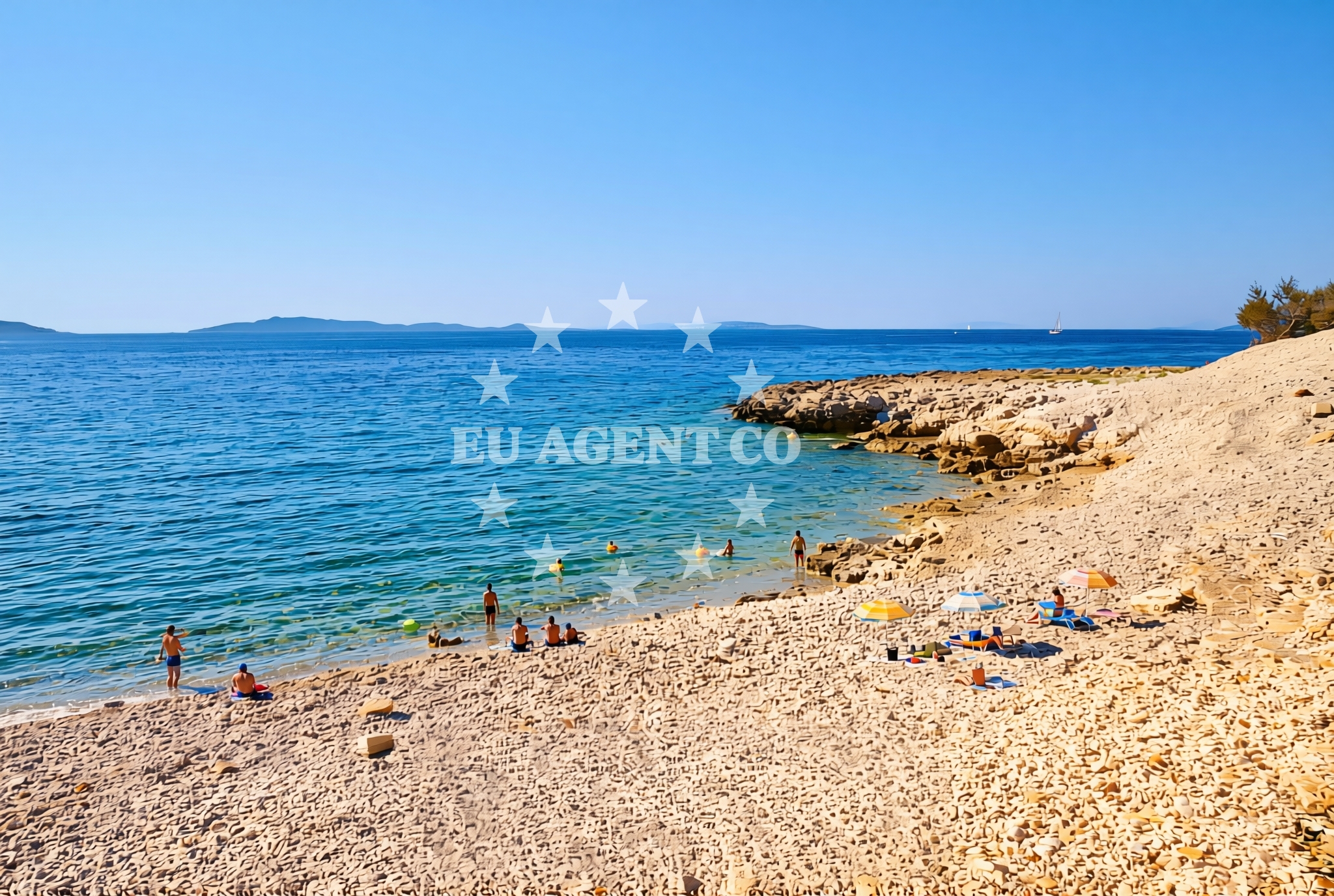 Sea and coastal view of Kurila sjever, Ćunski (Lošinj) Beach in Kurila sjever