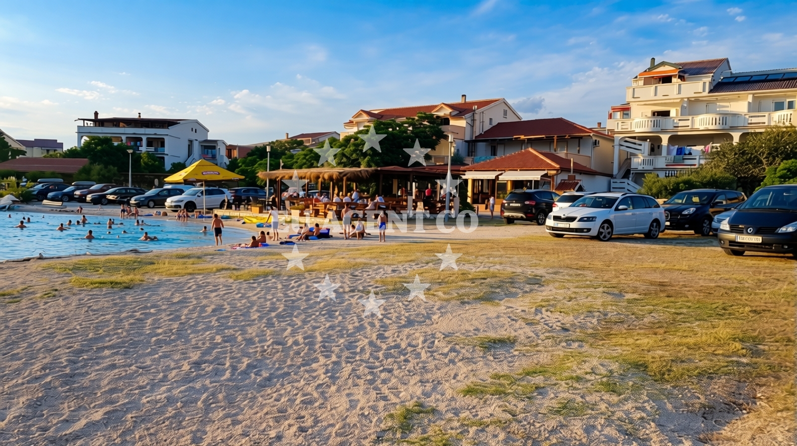 Beach facilities and surroundings at Kustici beach in Vruja bb, Kustići